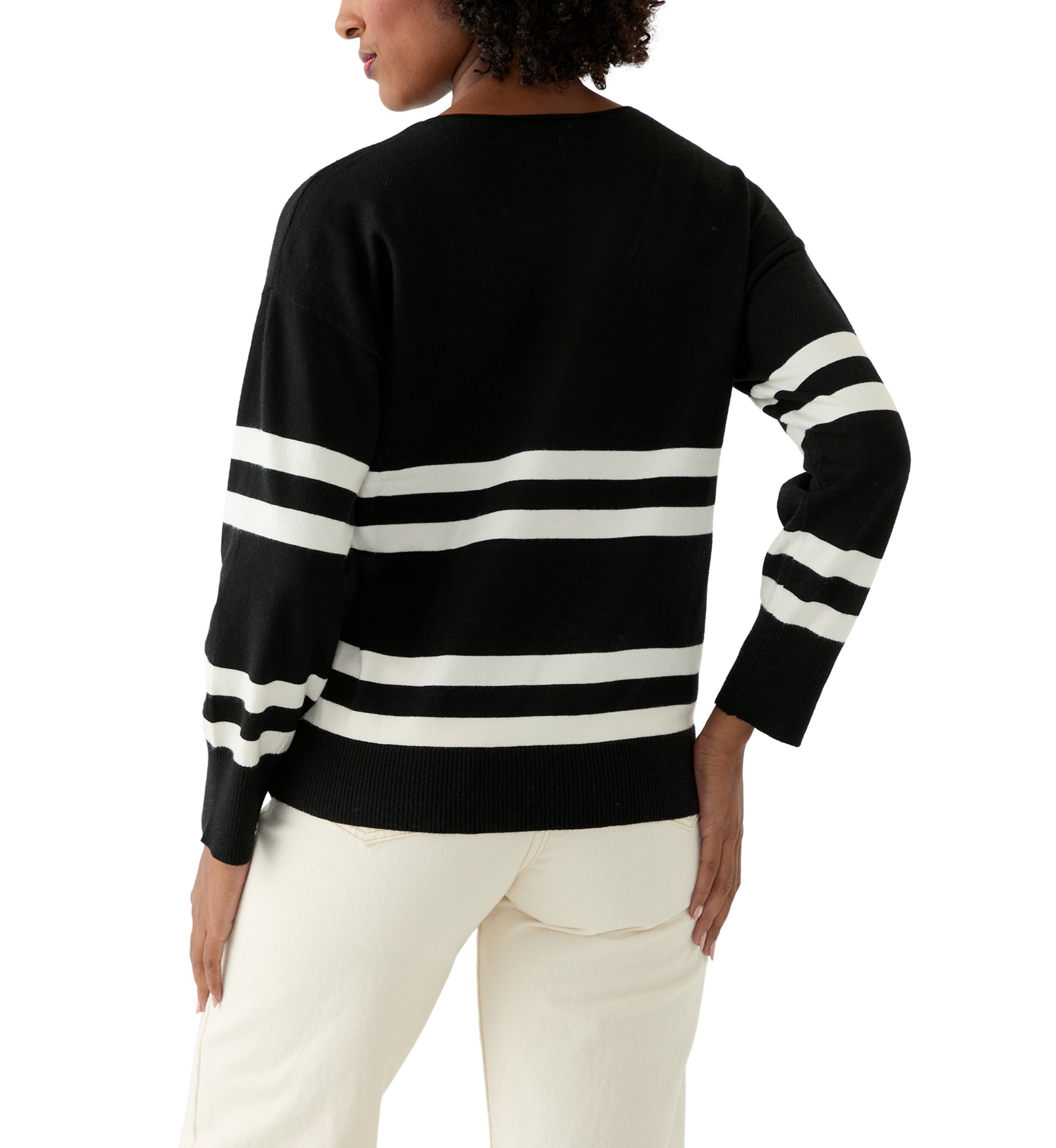 Womens Fine Gauge V-Neck Sweater Knit Top