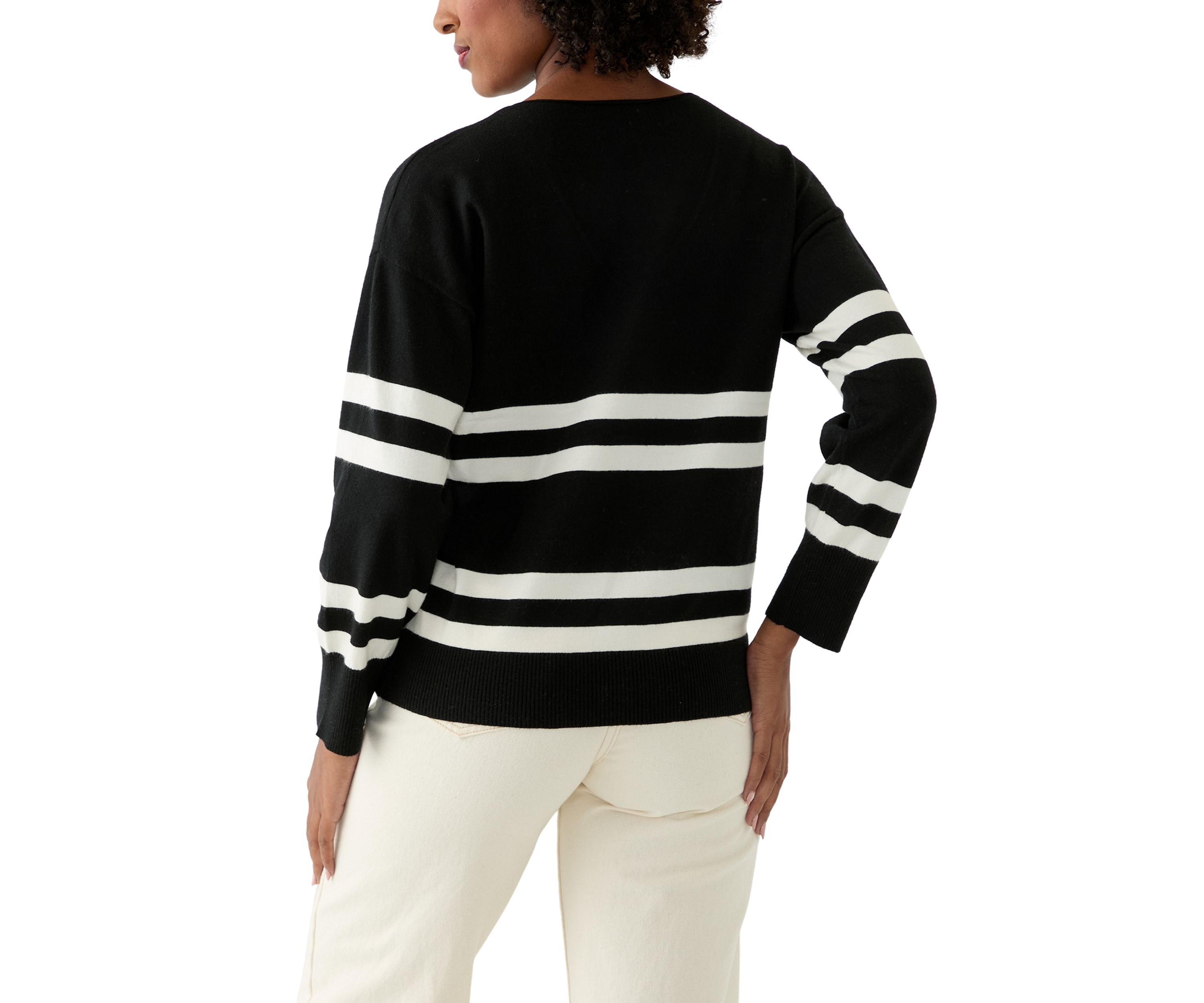 Womens Fine Gauge V-Neck Sweater Knit Top