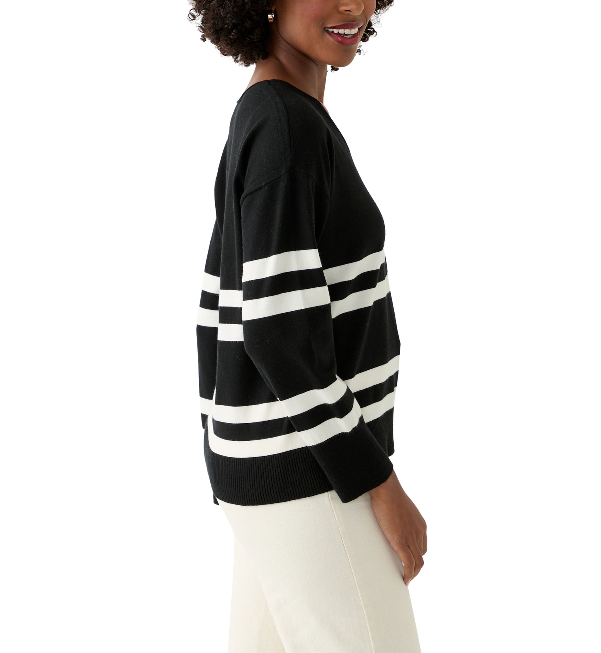Womens Fine Gauge V-Neck Sweater Knit Top