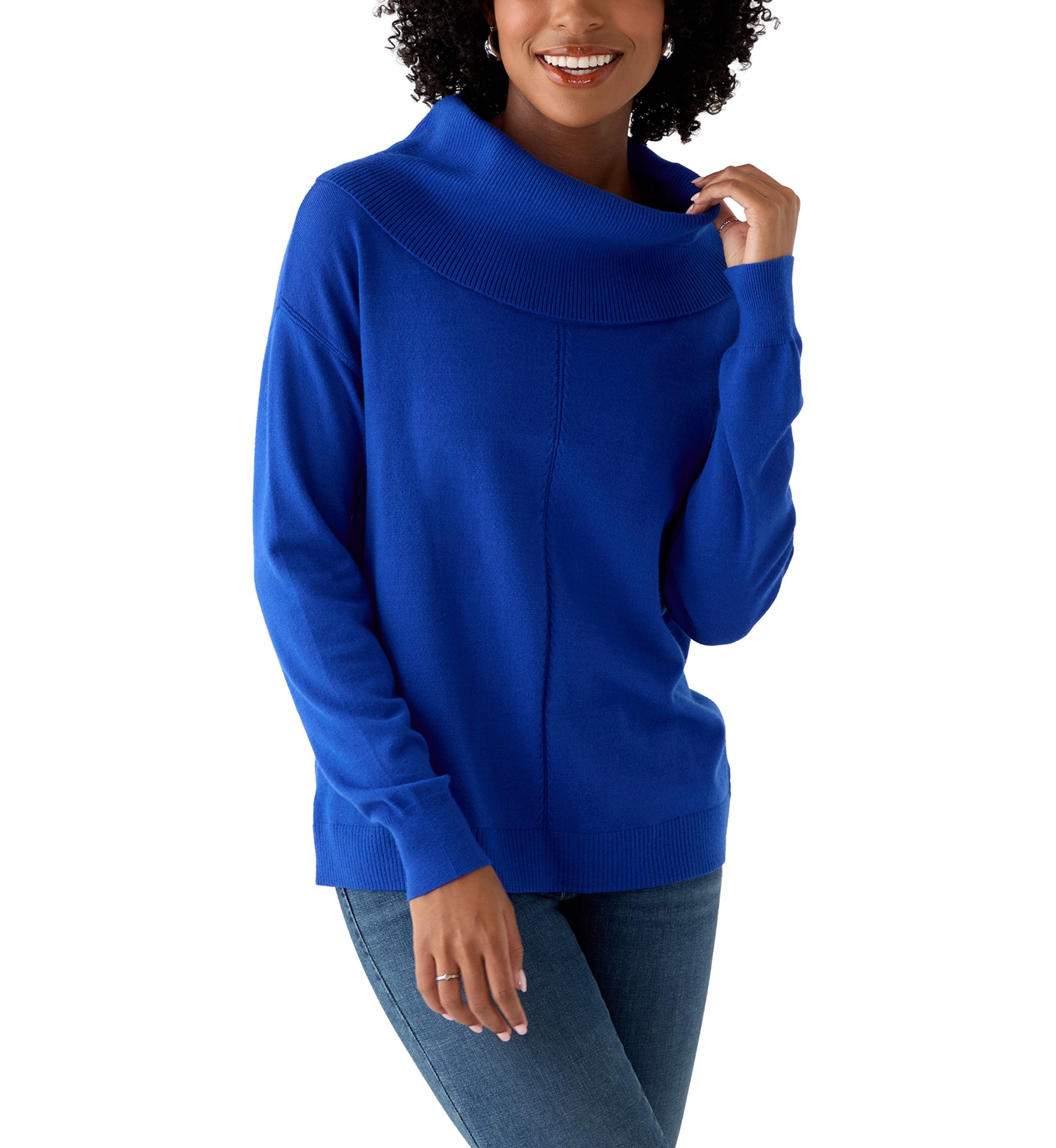 Womens Fine Gauge Cowl Neck Sweater