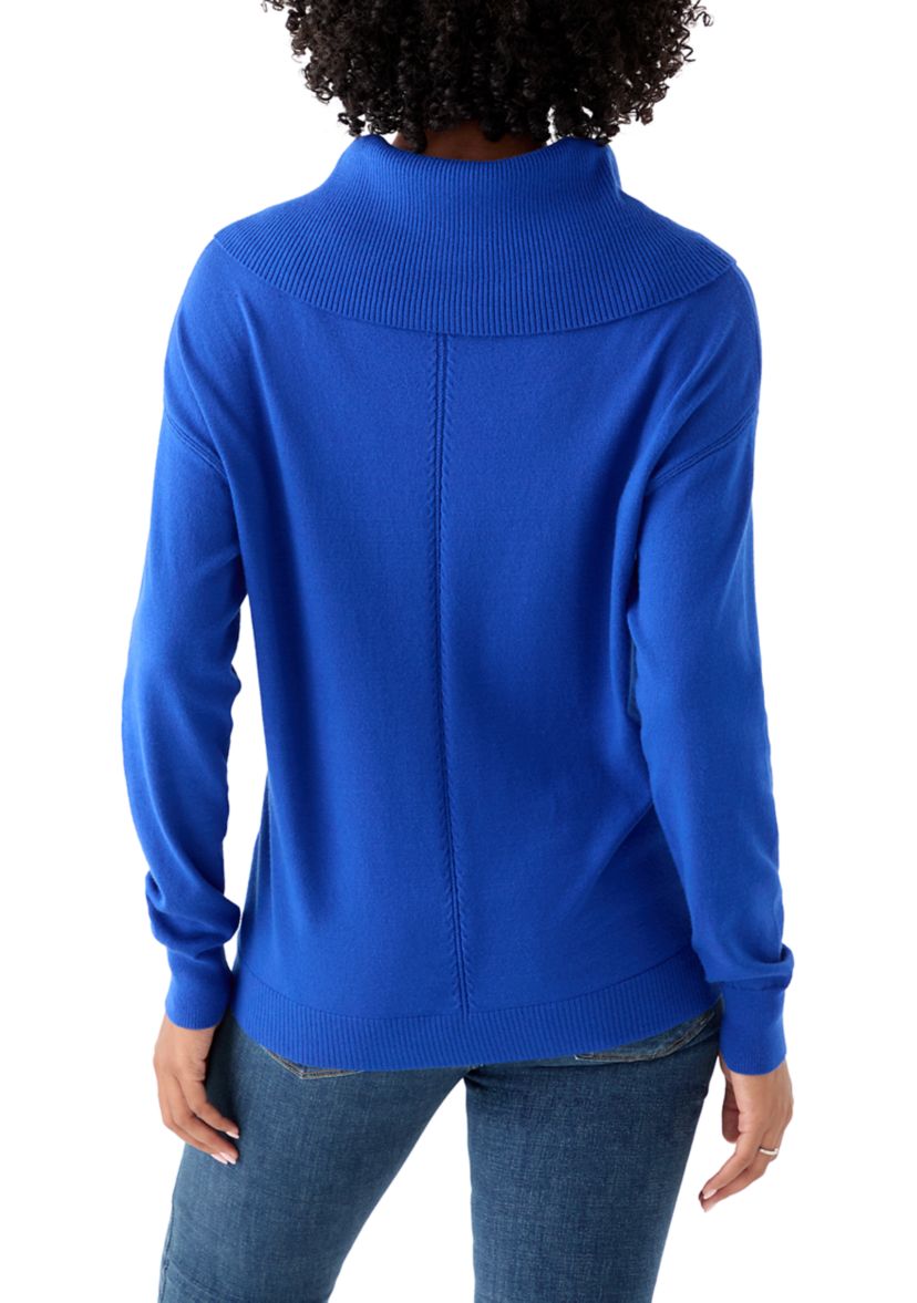 Womens Fine Gauge Cowl Neck Sweater