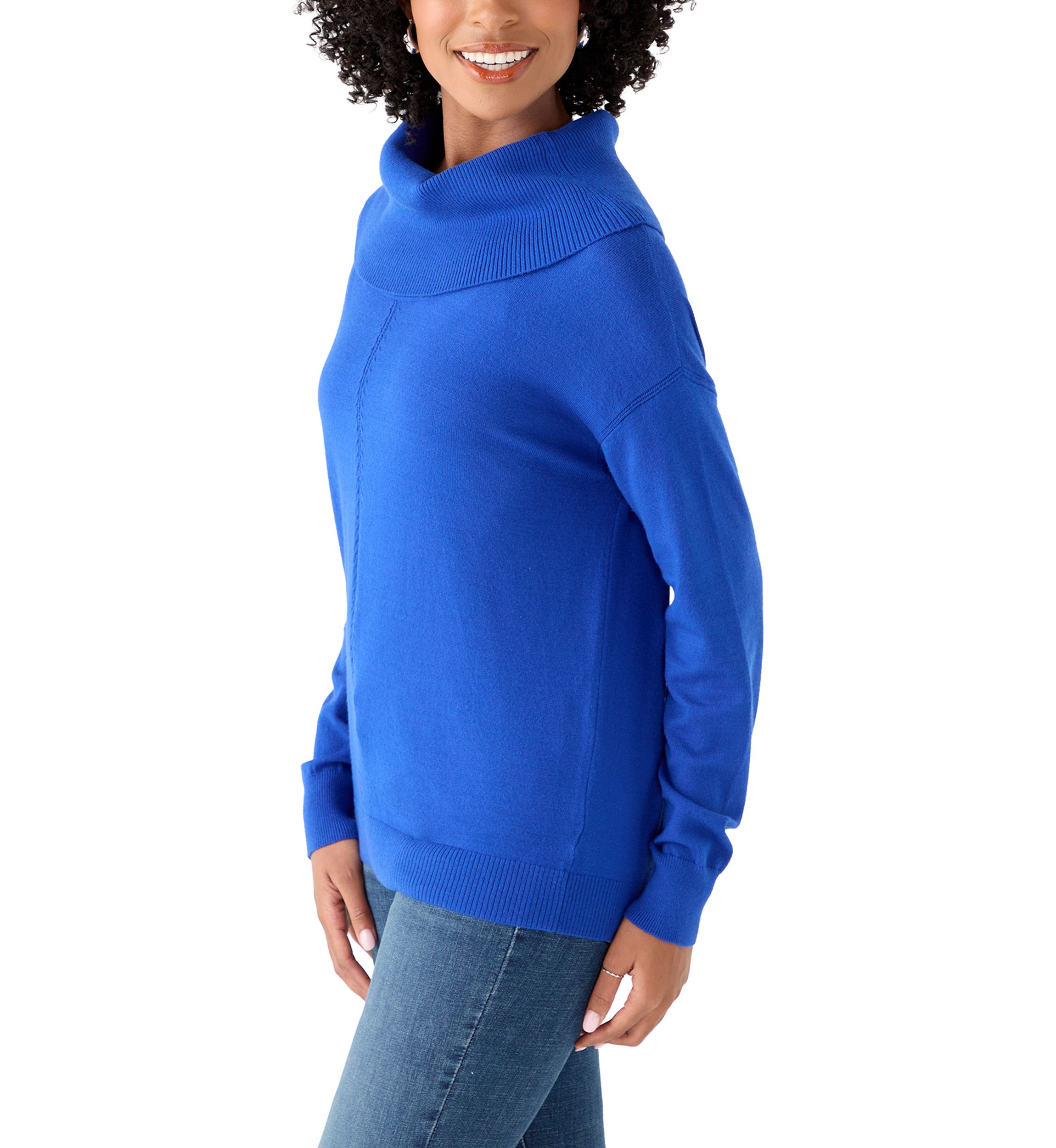 Womens Fine Gauge Cowl Neck Sweater