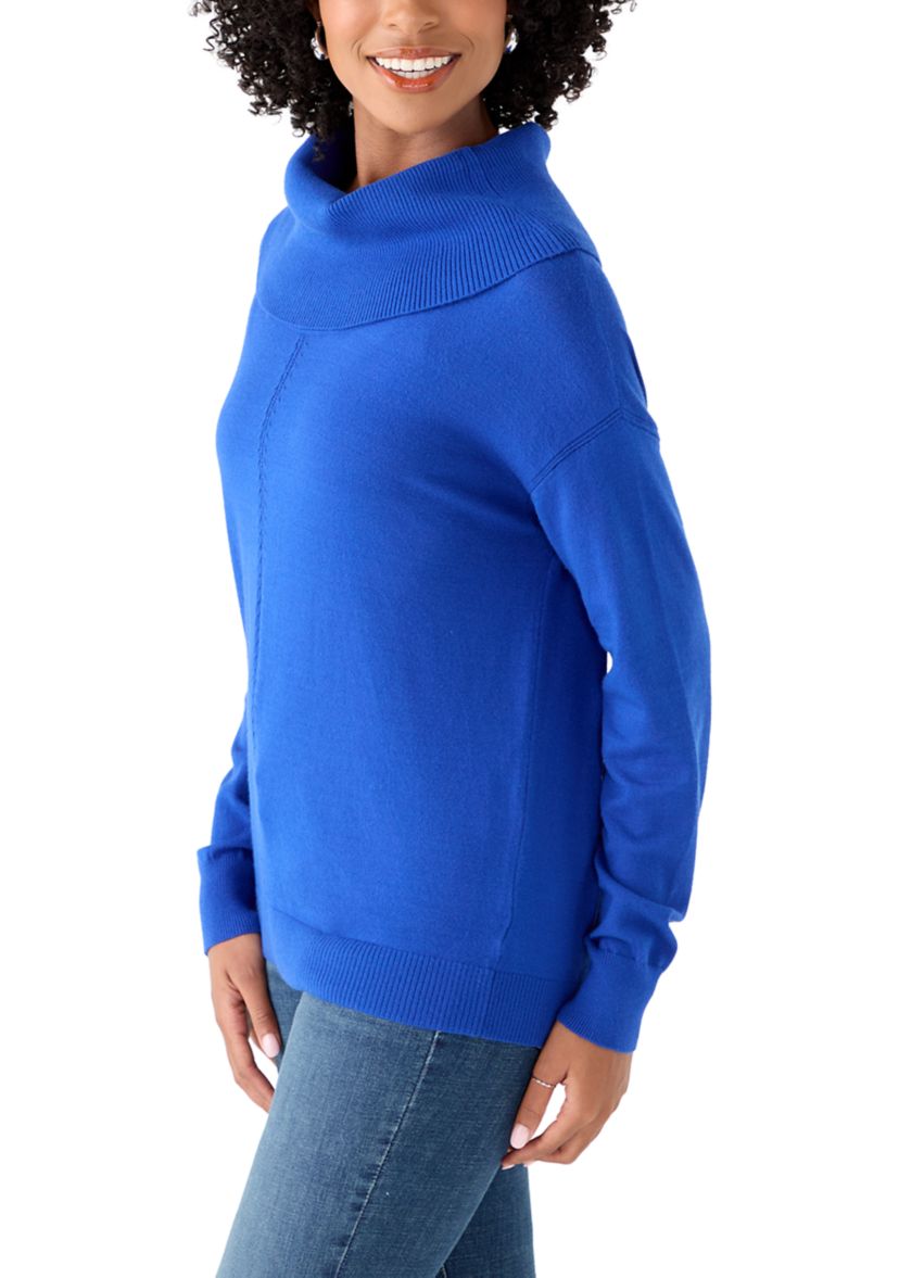 Womens Fine Gauge Cowl Neck Sweater