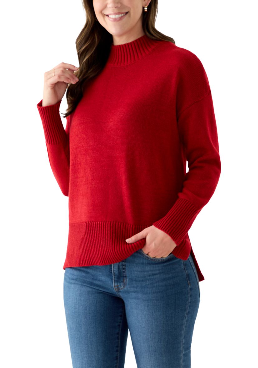 Womens Mock Neck Tunic Sweater