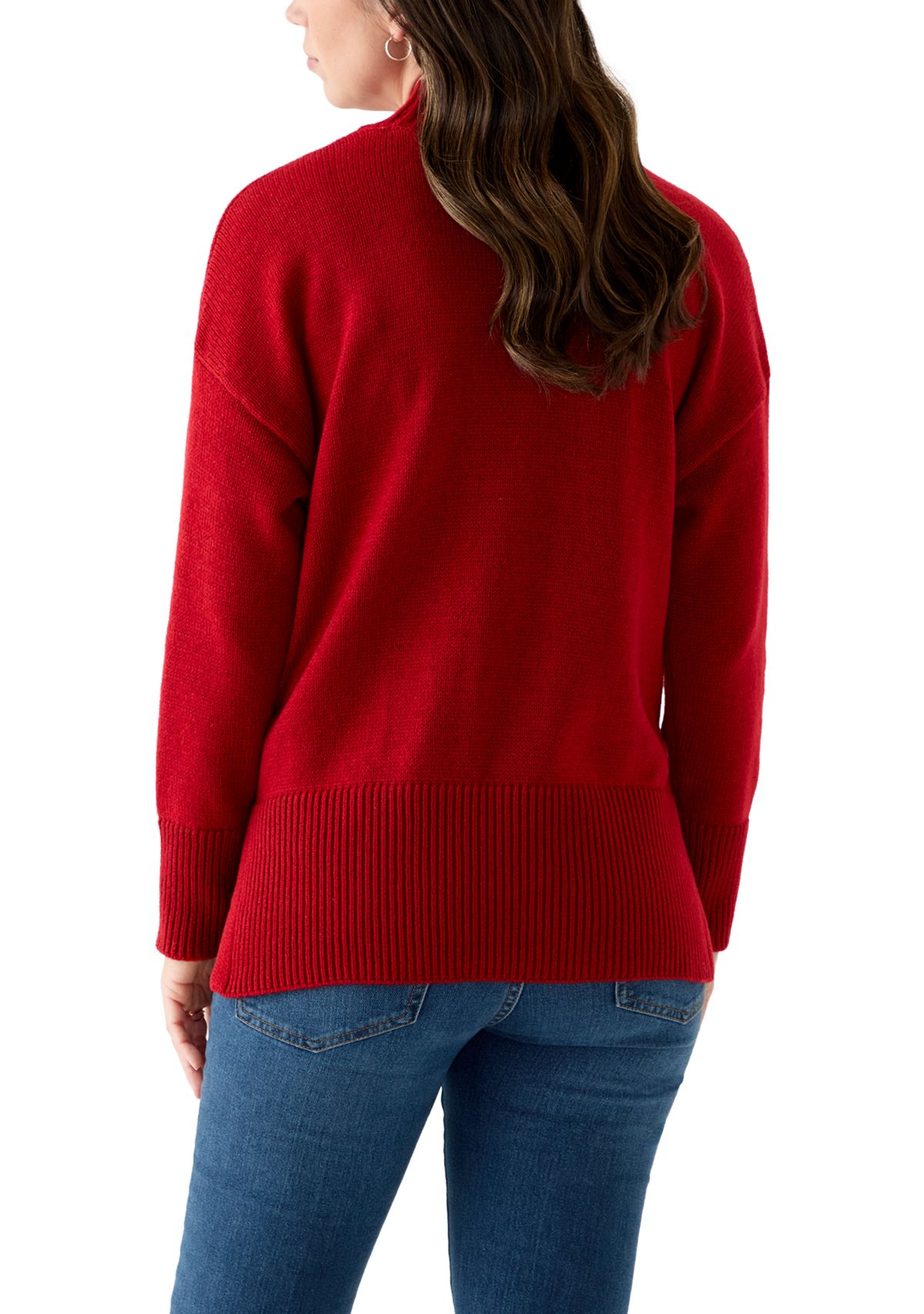 Womens Mock Neck Tunic Sweater