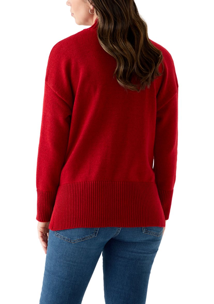 Womens Mock Neck Tunic Sweater