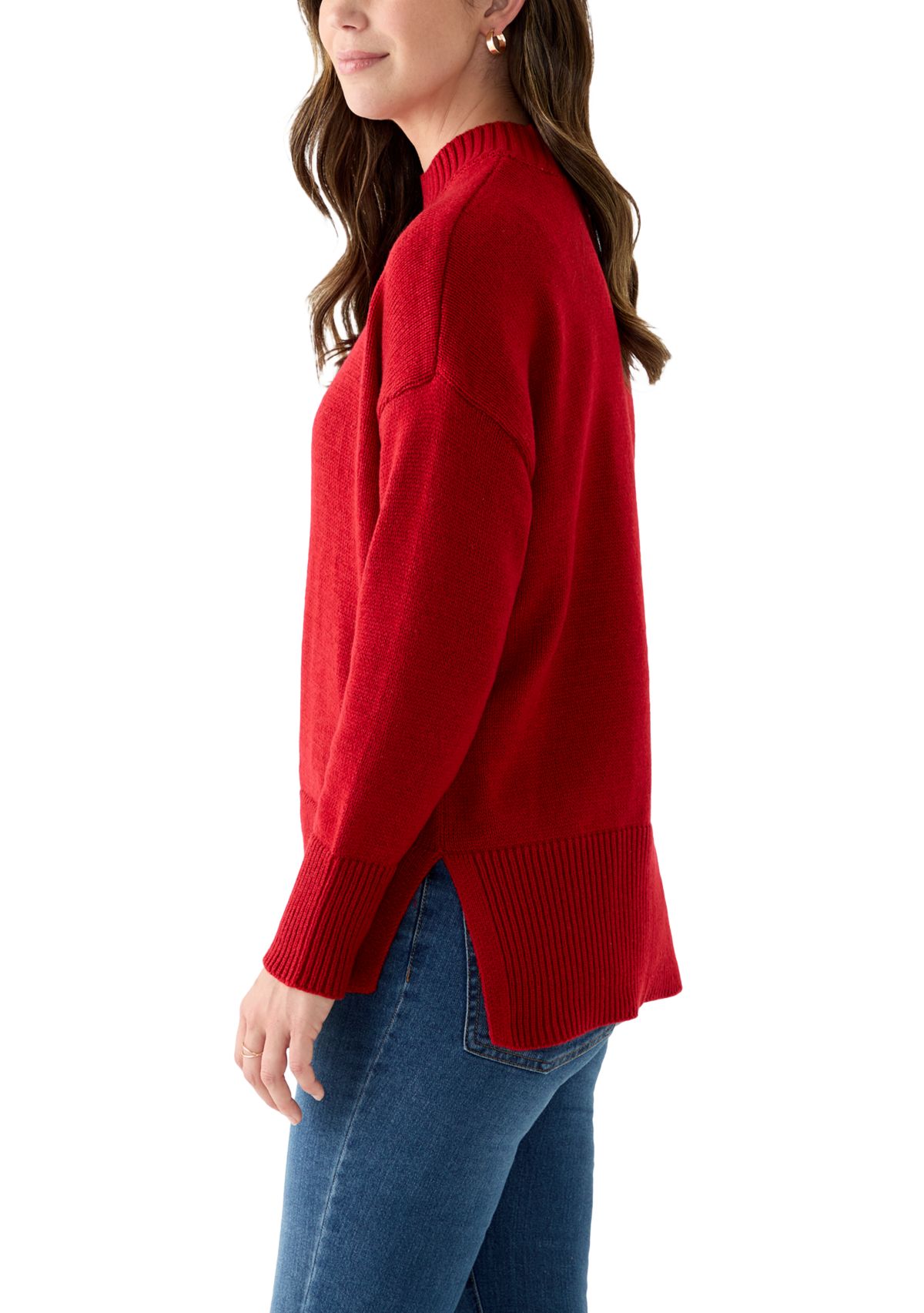 Womens Mock Neck Tunic Sweater