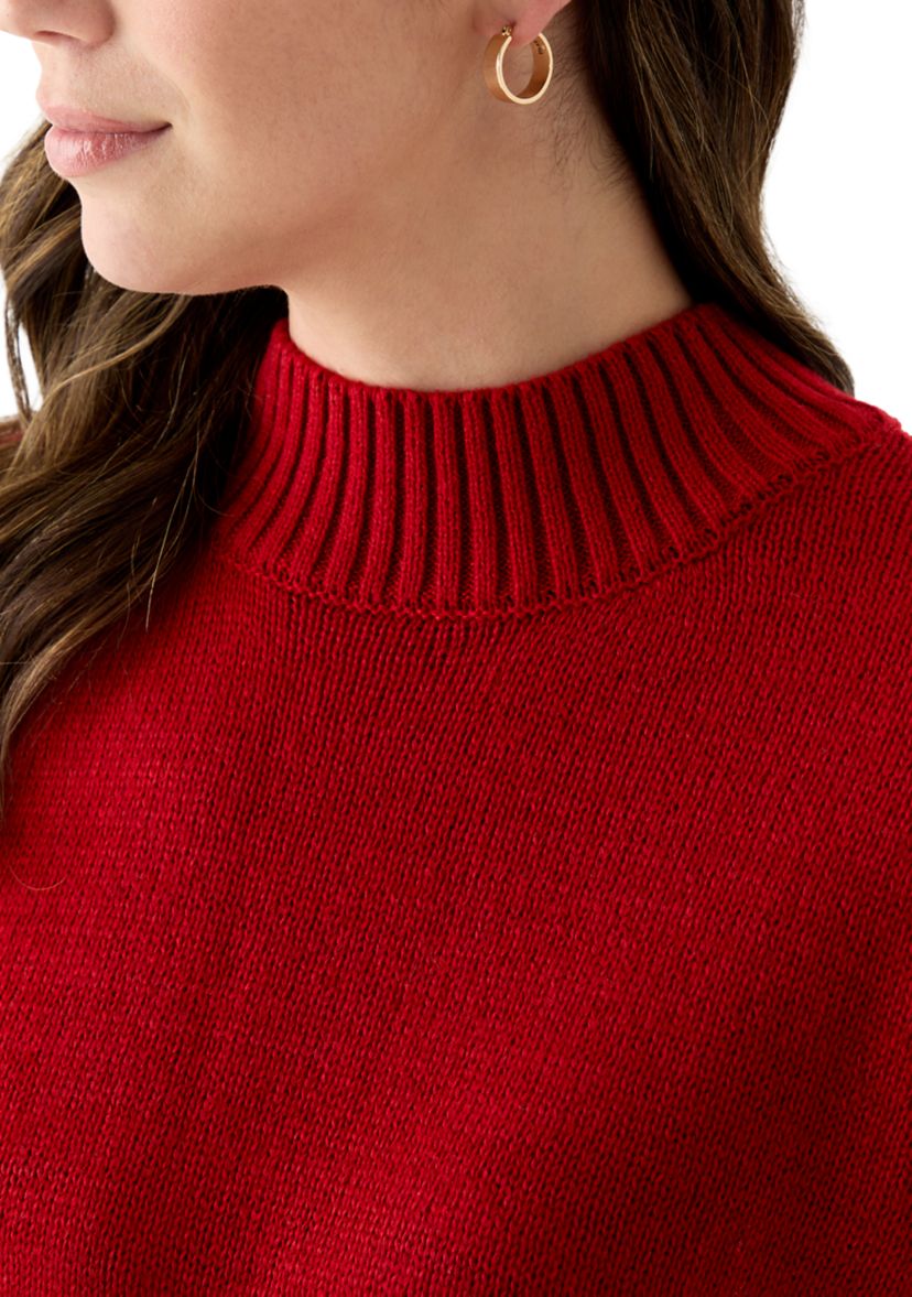 Womens Mock Neck Tunic Sweater