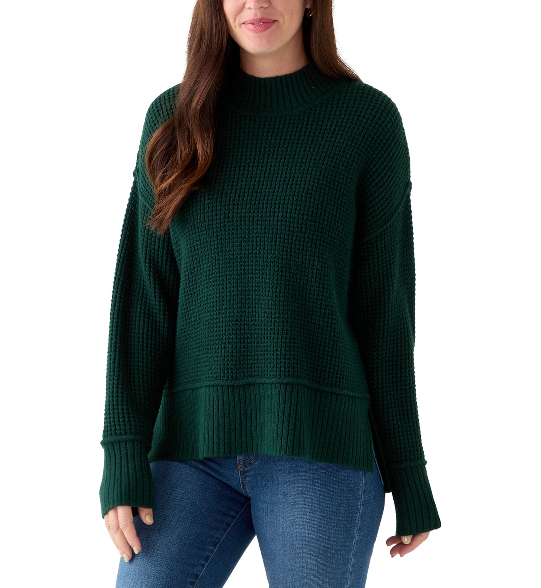 Womens Mock Neck Textured Stitch Sweater