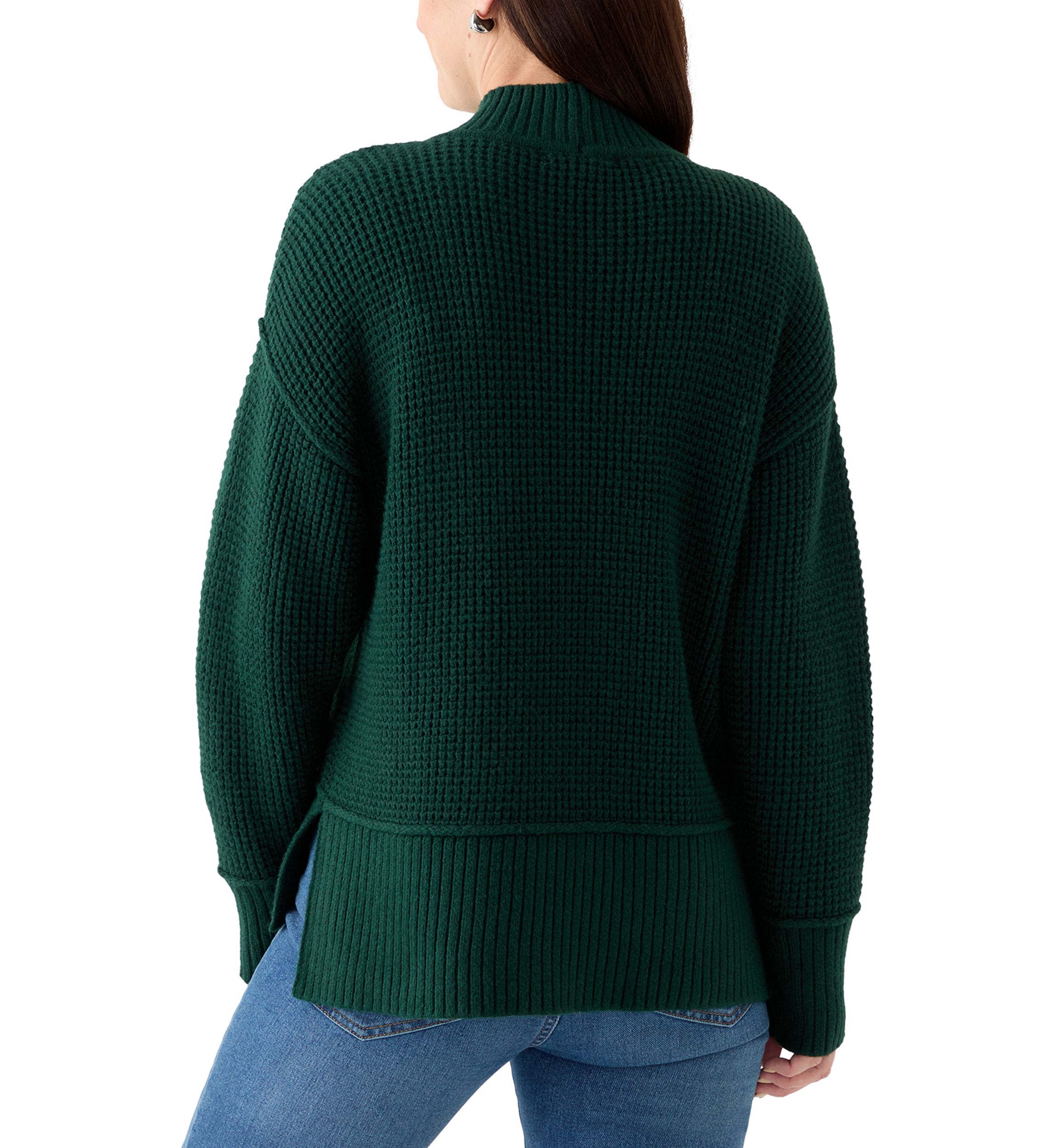 Womens Mock Neck Textured Stitch Sweater