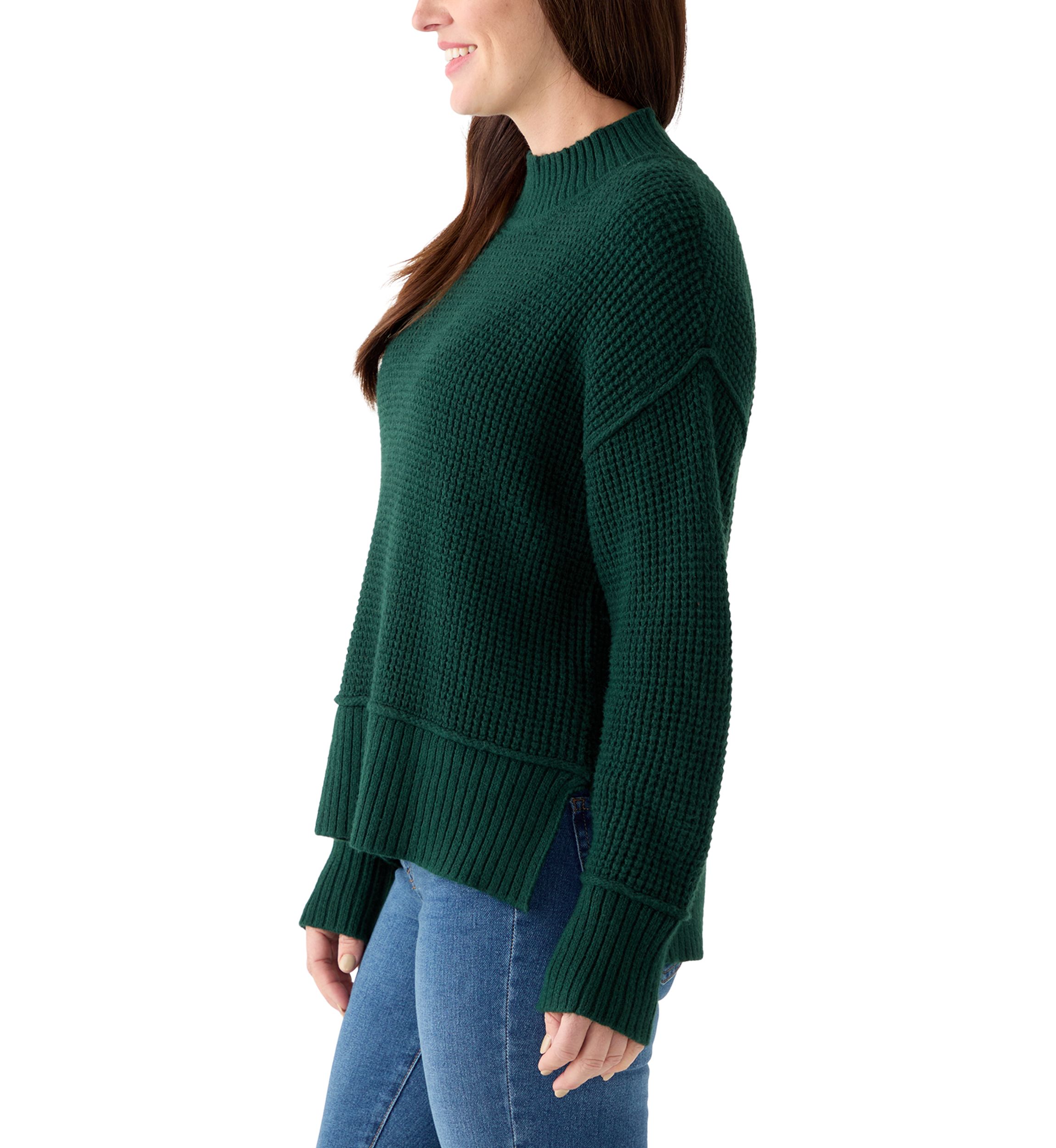 Womens Mock Neck Textured Stitch Sweater