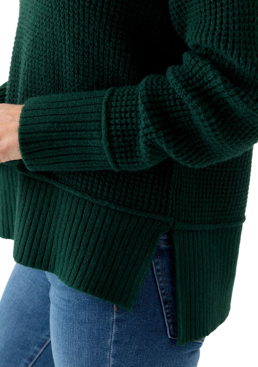 Womens Mock Neck Textured Stitch Sweater