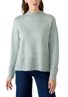 Wonderly Women's Mock Neck Braided Sweater, Small
