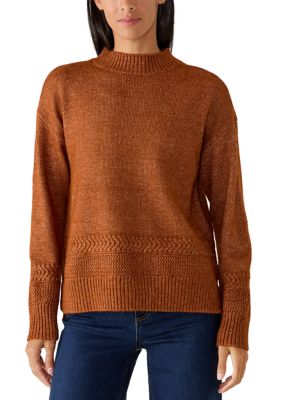 Wonderly Women's Mock Neck Braided Sweater, Small