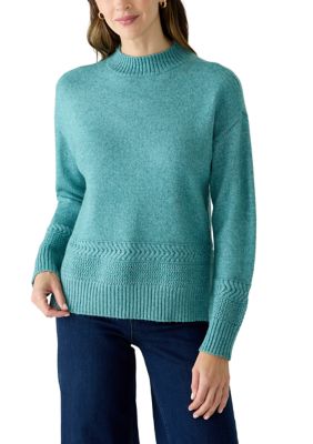 Wonderly Women's Mock Neck Braided Sweater, Small