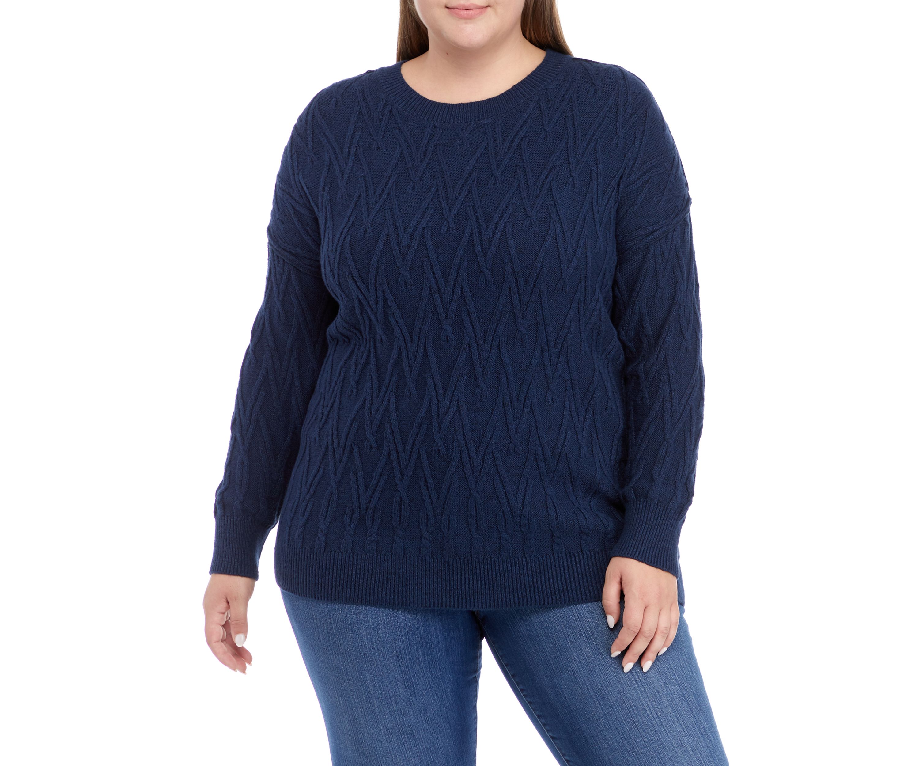 Plus Size Oversized V Stitch Pullover Sweater