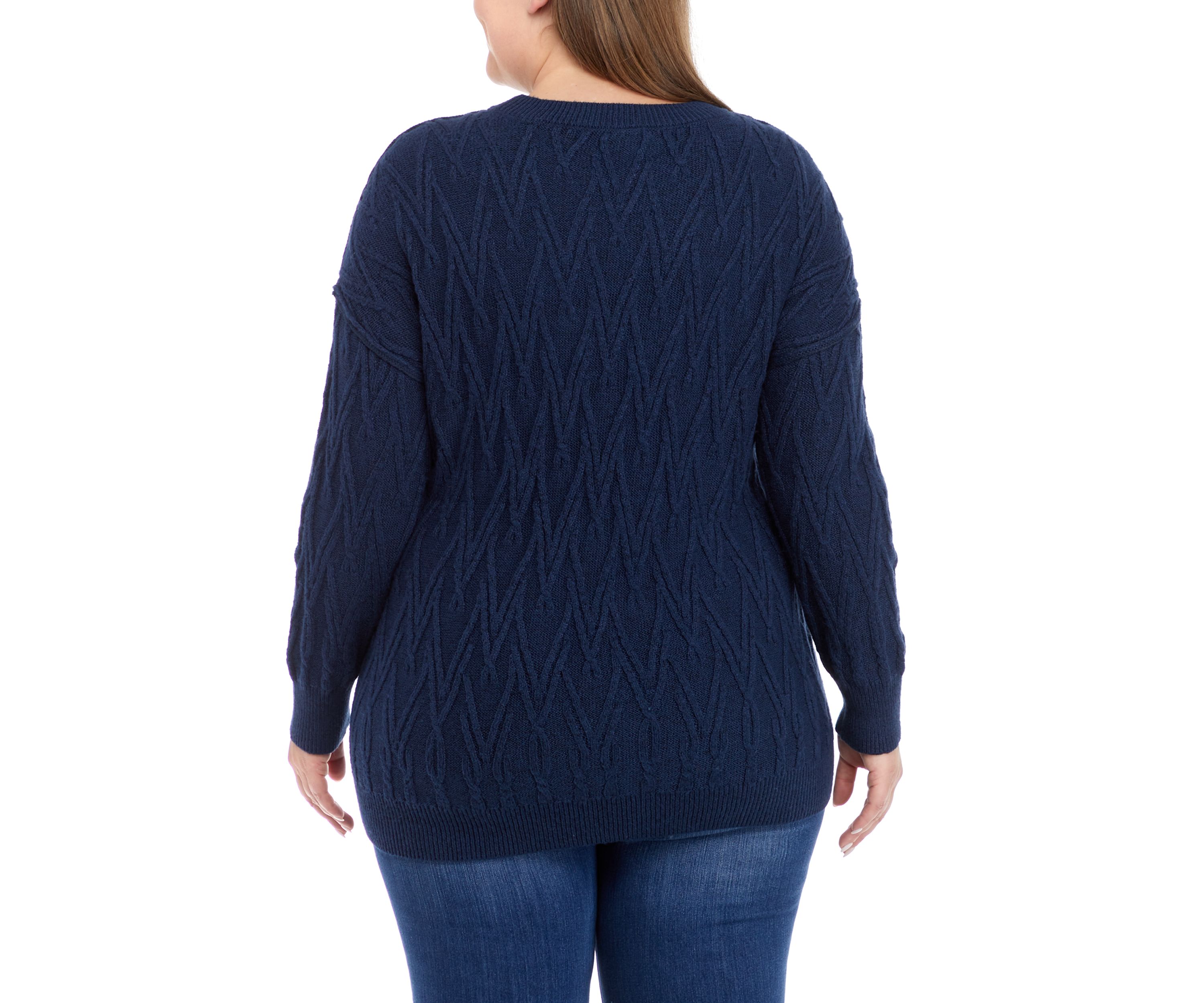 Plus Size Oversized V Stitch Pullover Sweater