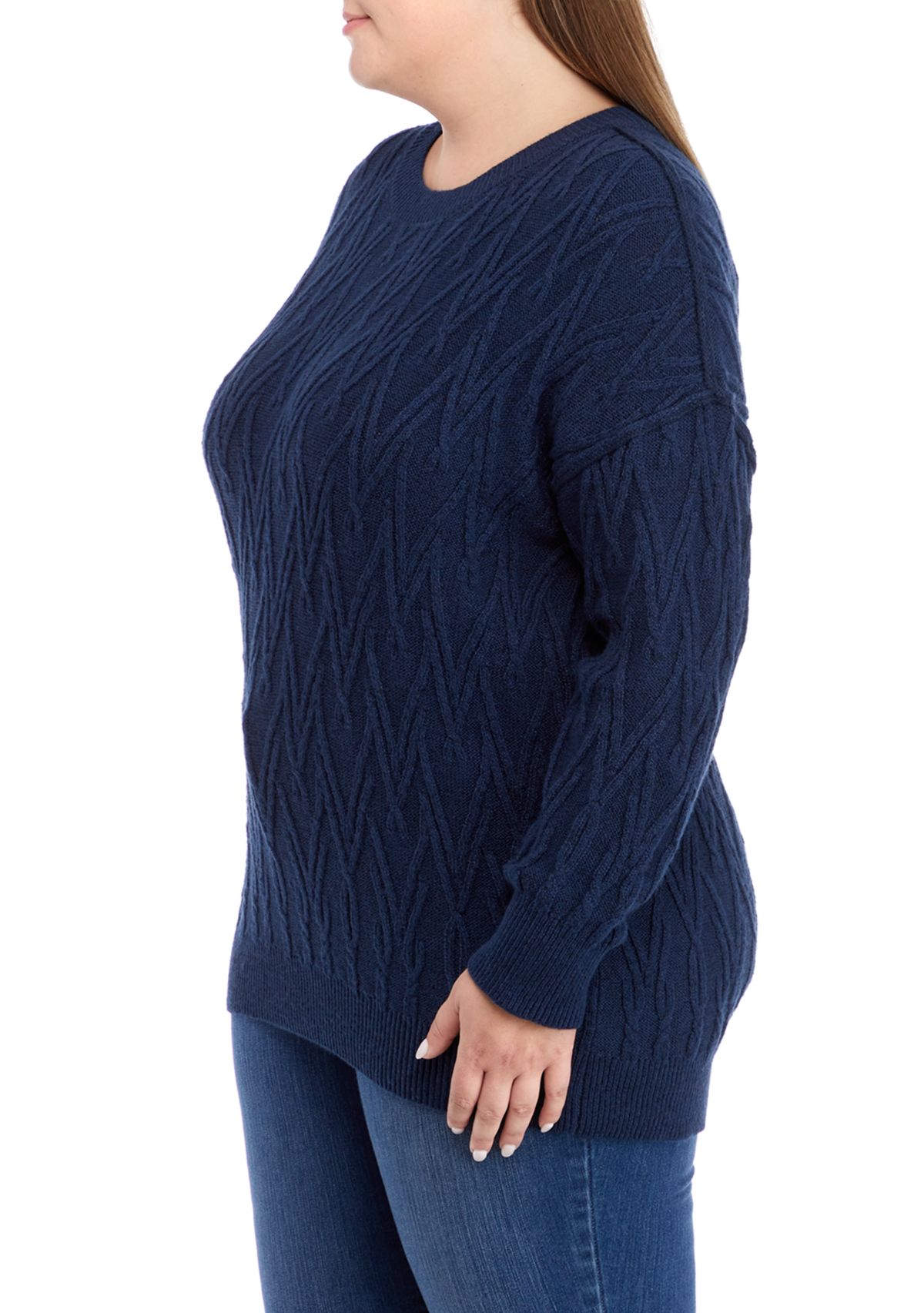 Plus Size Oversized V Stitch Pullover Sweater