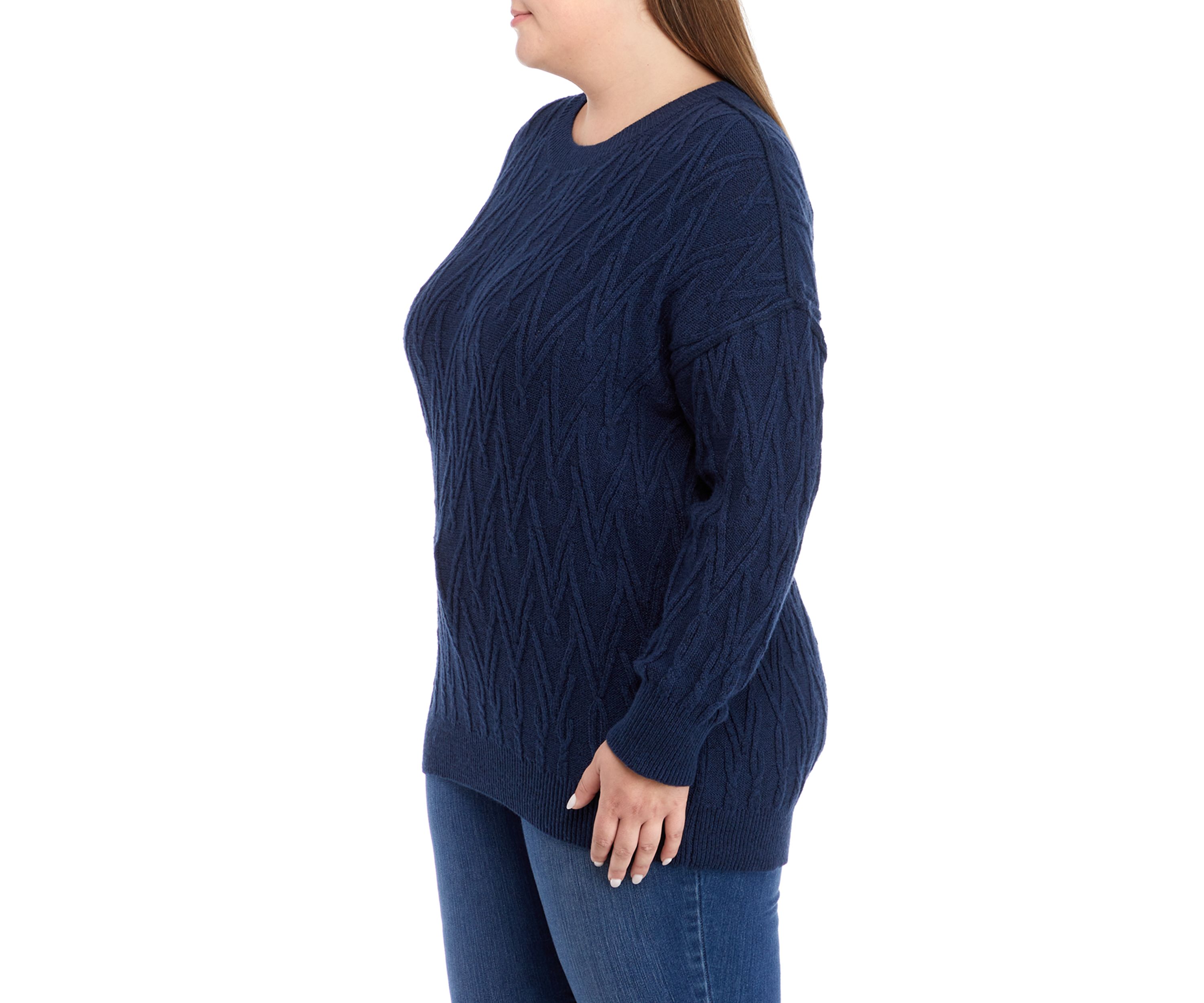 Plus Size Oversized V Stitch Pullover Sweater
