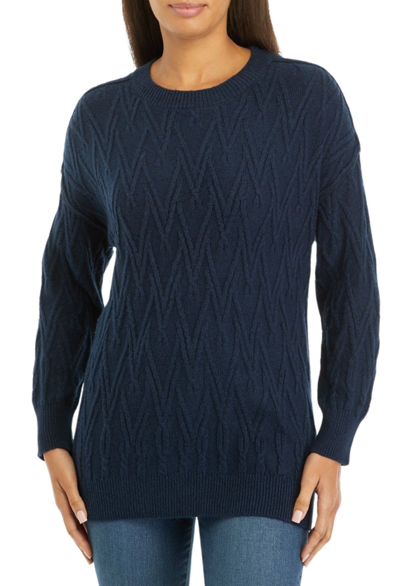 Womens Oversized V Stitch Pullover Sweater