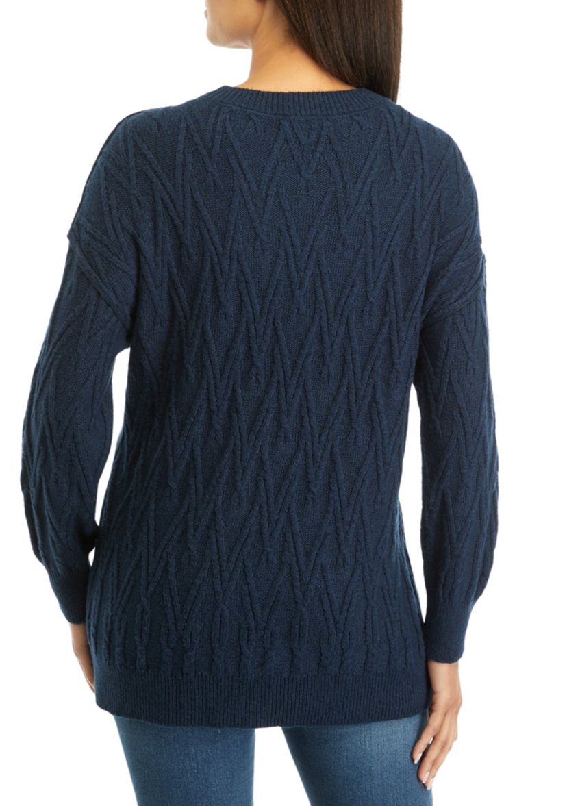 Womens Oversized V Stitch Pullover Sweater