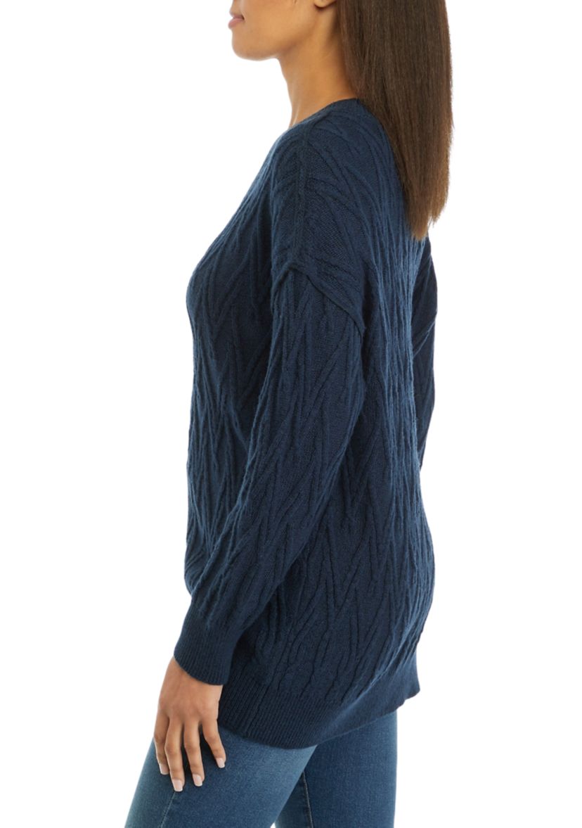 Womens Oversized V Stitch Pullover Sweater