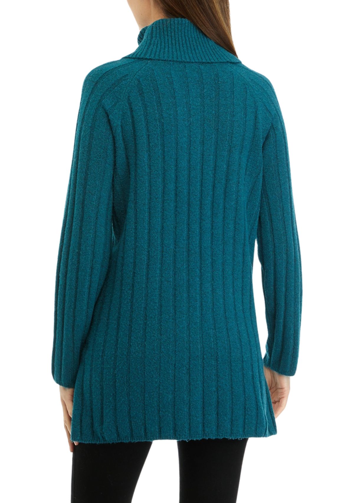 Womens Ribbed Turtleneck Tunic Sweater 