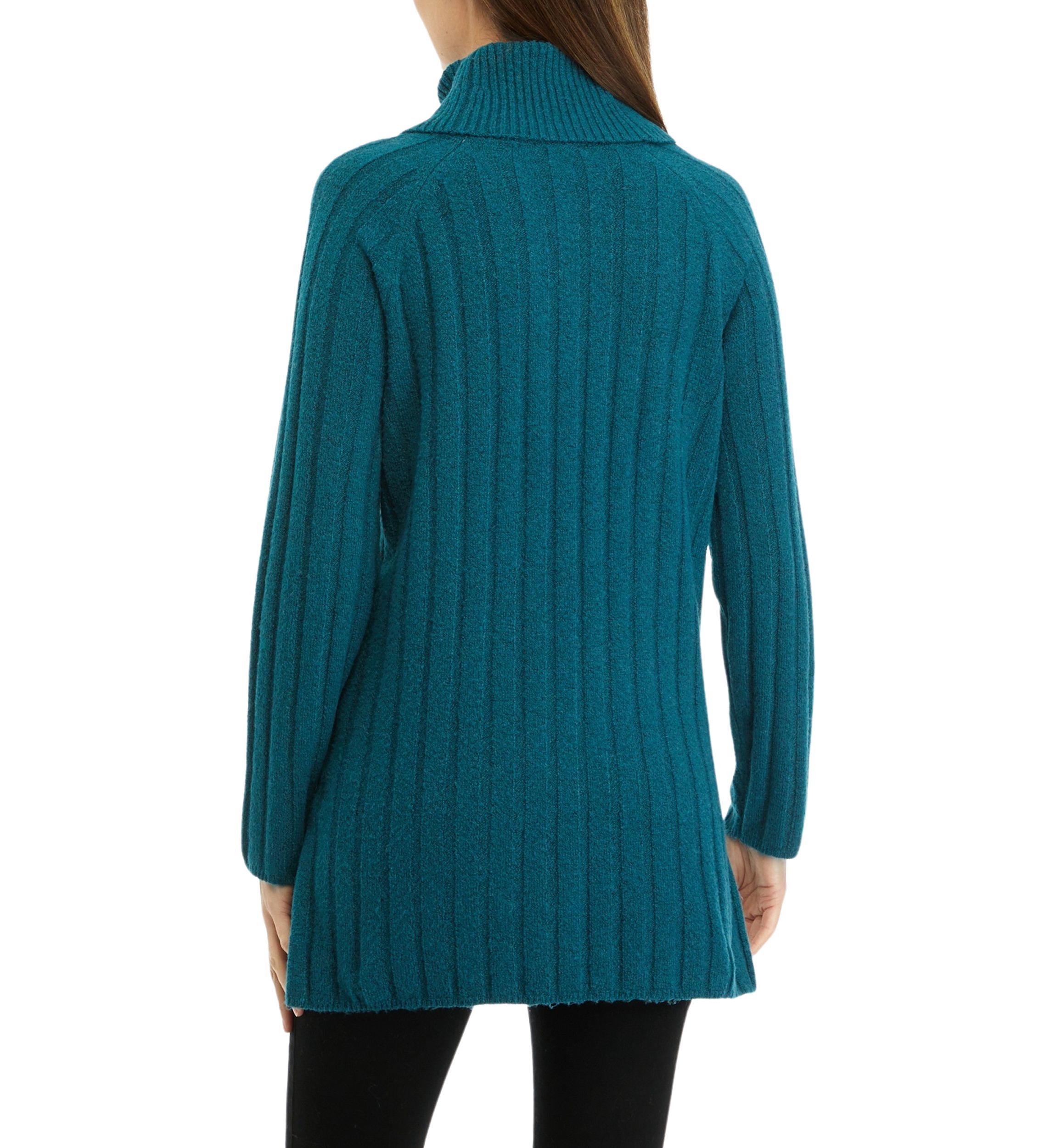 Womens Ribbed Turtleneck Tunic Sweater 