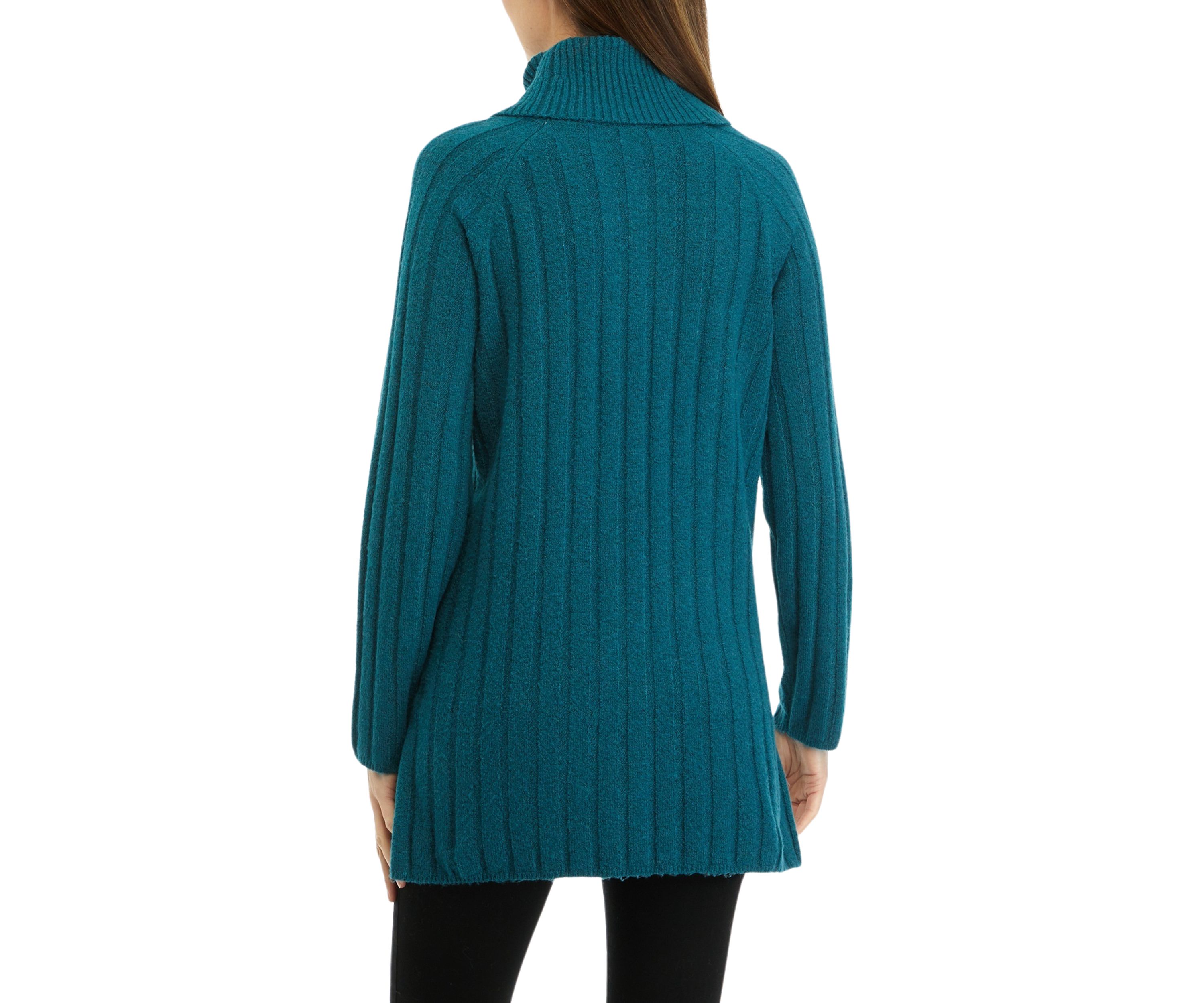 Womens Ribbed Turtleneck Tunic Sweater 