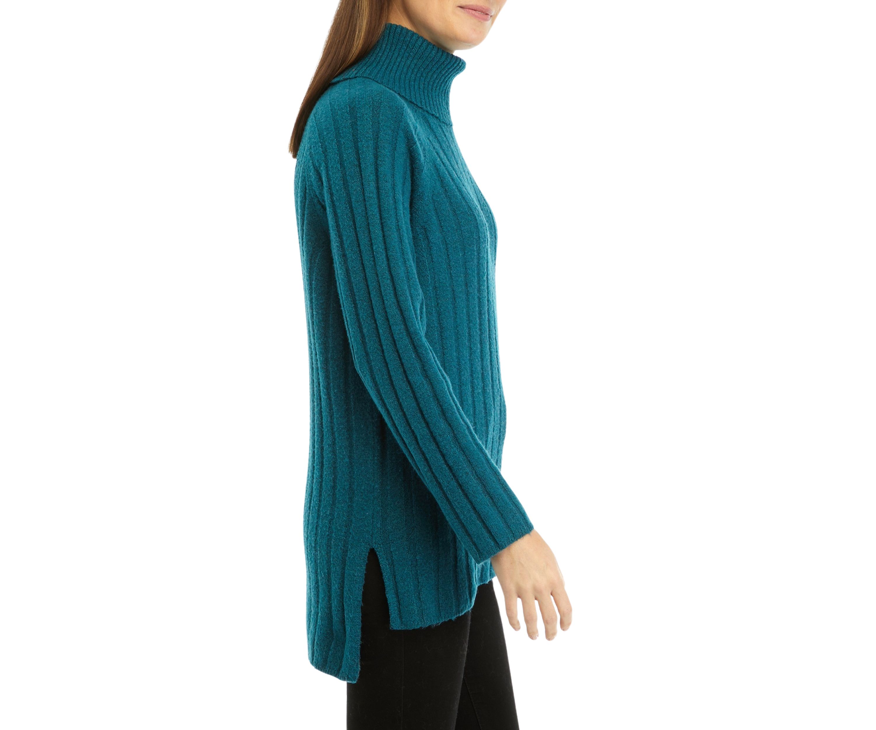 Womens Ribbed Turtleneck Tunic Sweater 