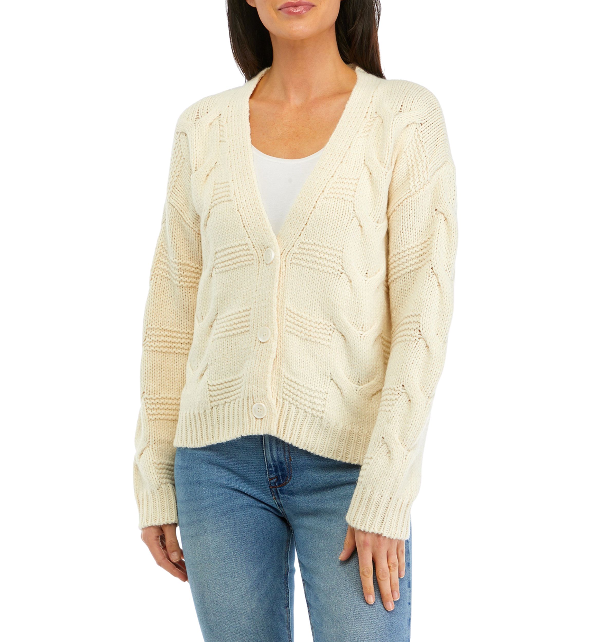 Womens Chunky Stitch Mix Cardigan