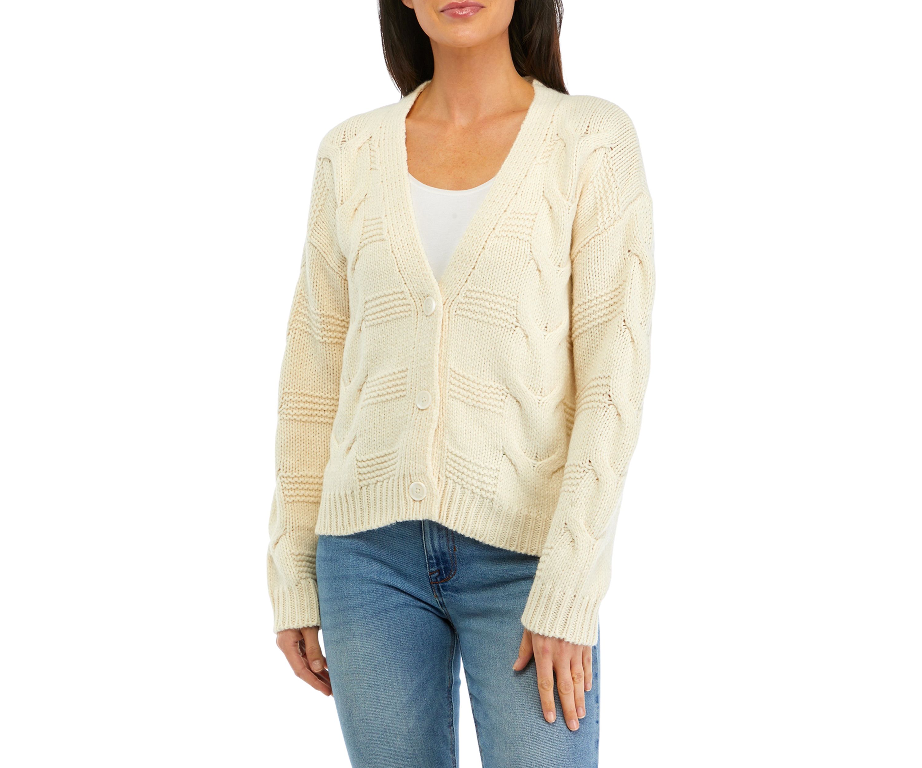 Womens Chunky Stitch Mix Cardigan