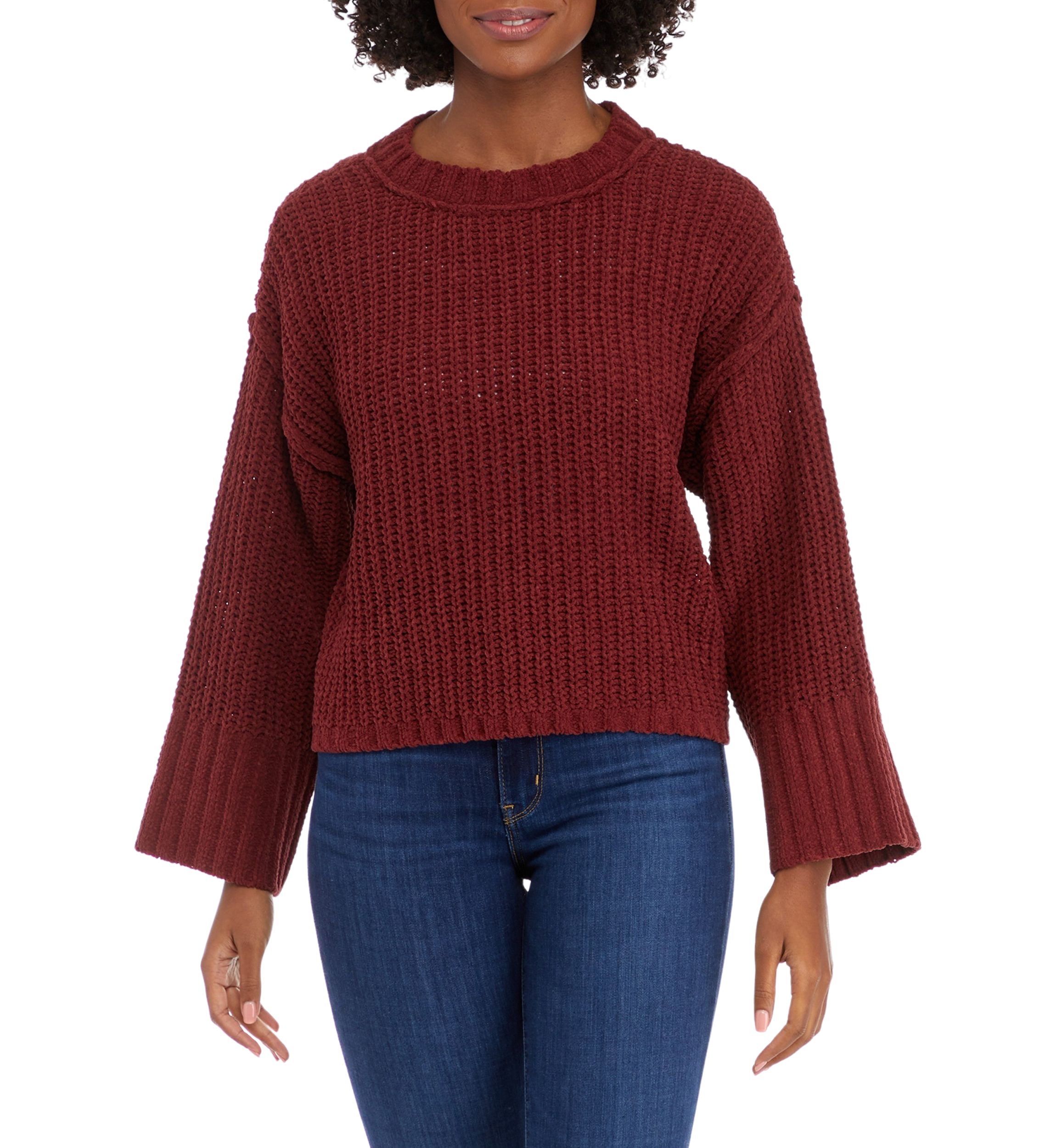 Womens Chenille Drop Shoulder Sweater