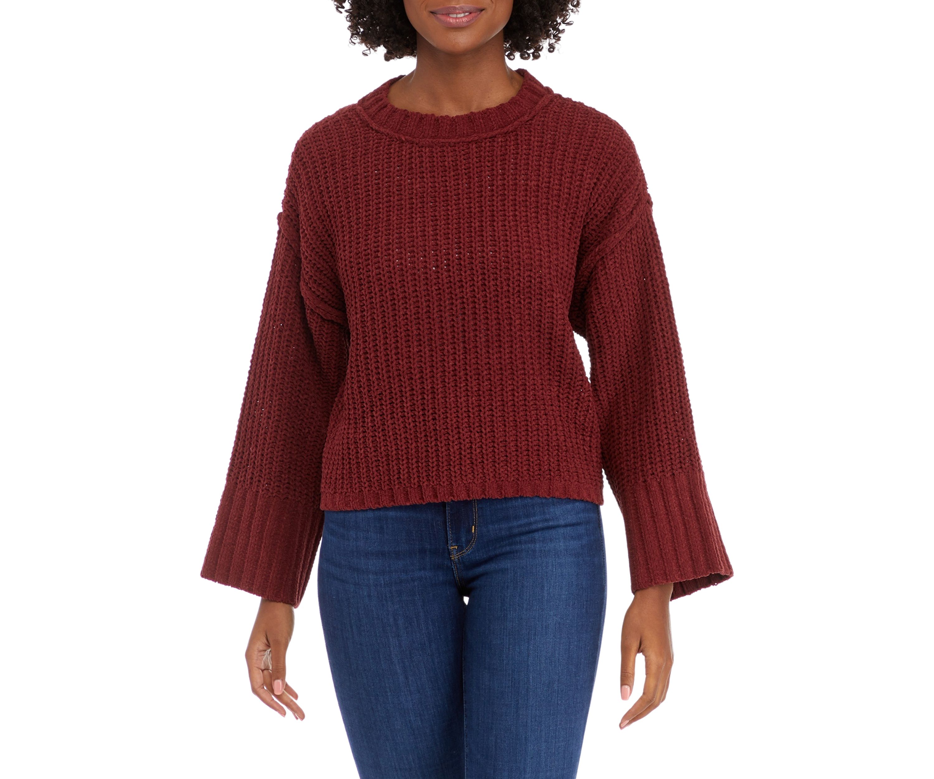 Womens Chenille Drop Shoulder Sweater