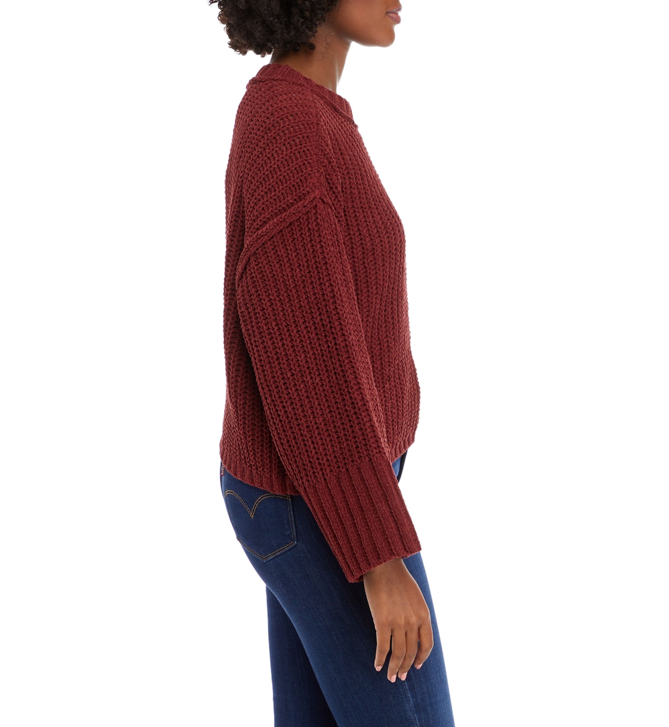 Womens Chenille Drop Shoulder Sweater
