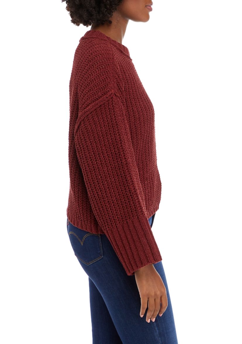 Womens Chenille Drop Shoulder Sweater