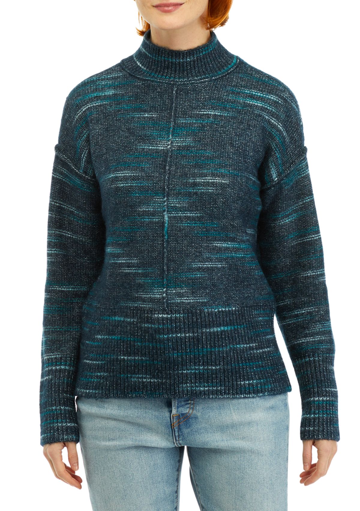 Space Dye Mock Neck Sweater 