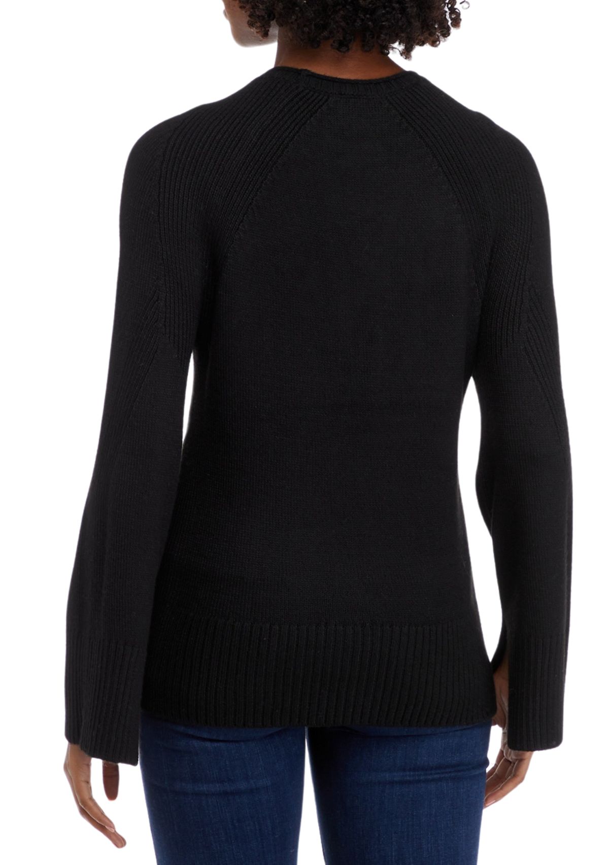 Womens Bell Sleeve Pullover Sweater
