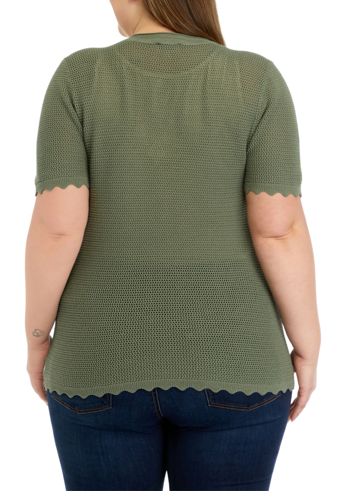 Plus Size Open Stitch Sweater Knit Top