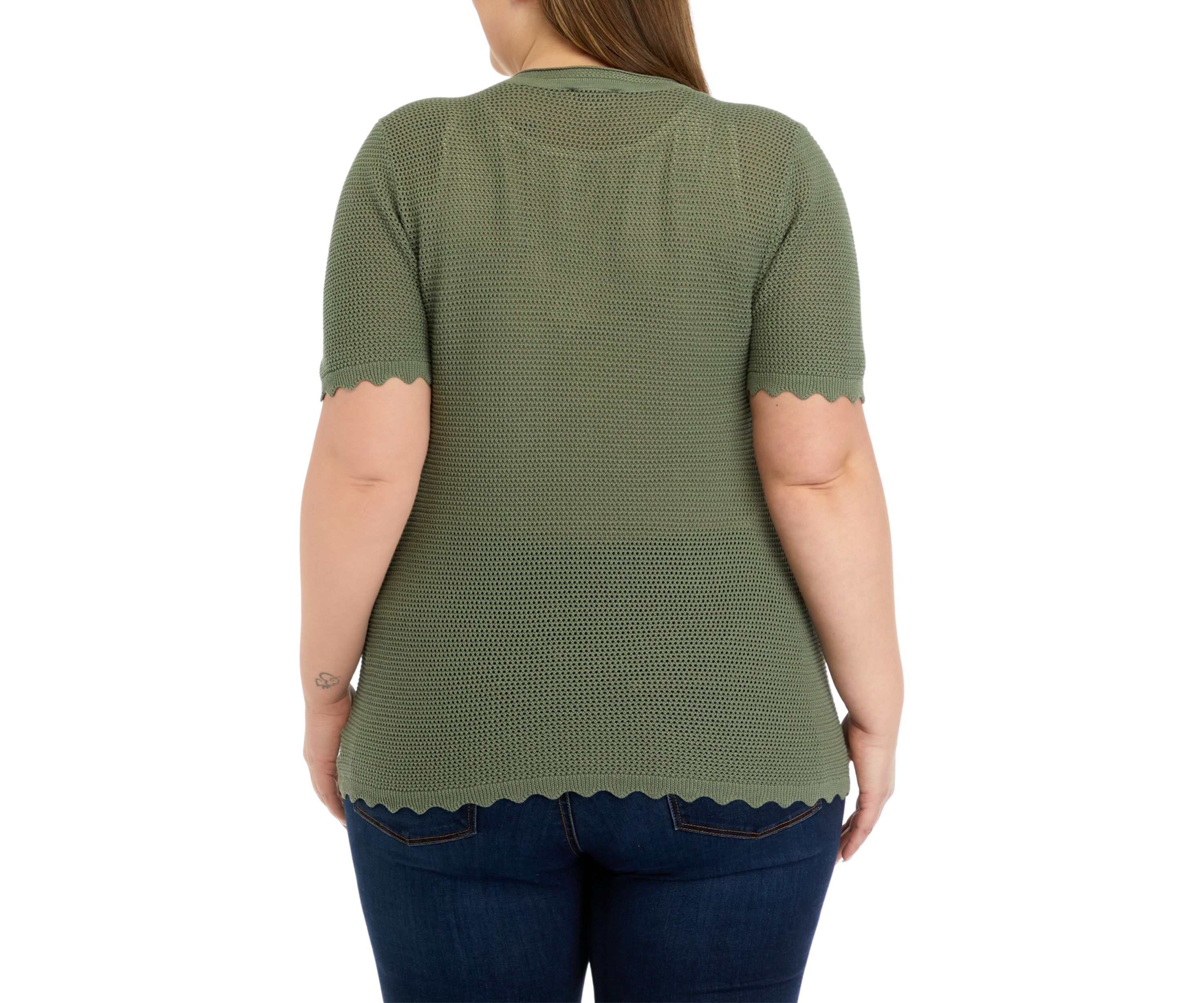 Plus Size Open Stitch Sweater Knit Top