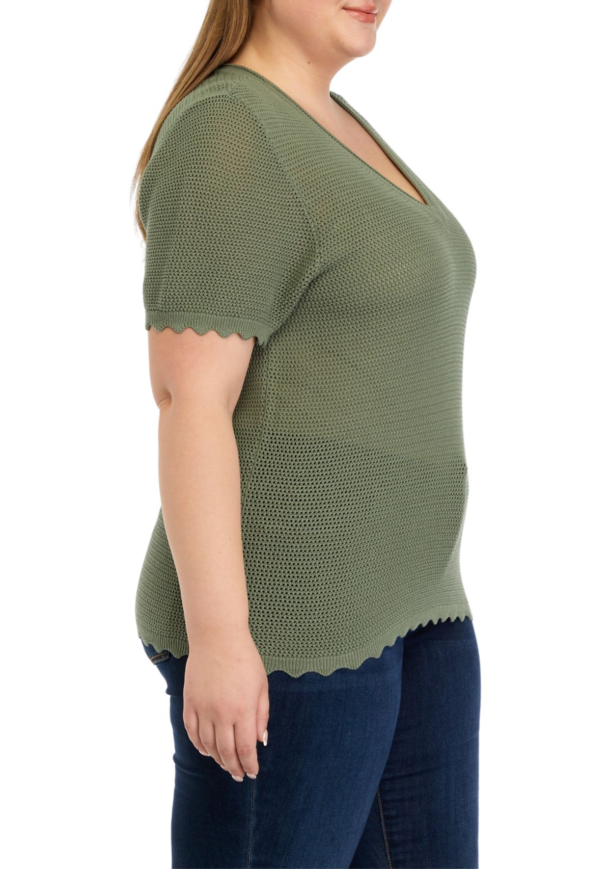 Plus Size Open Stitch Sweater Knit Top