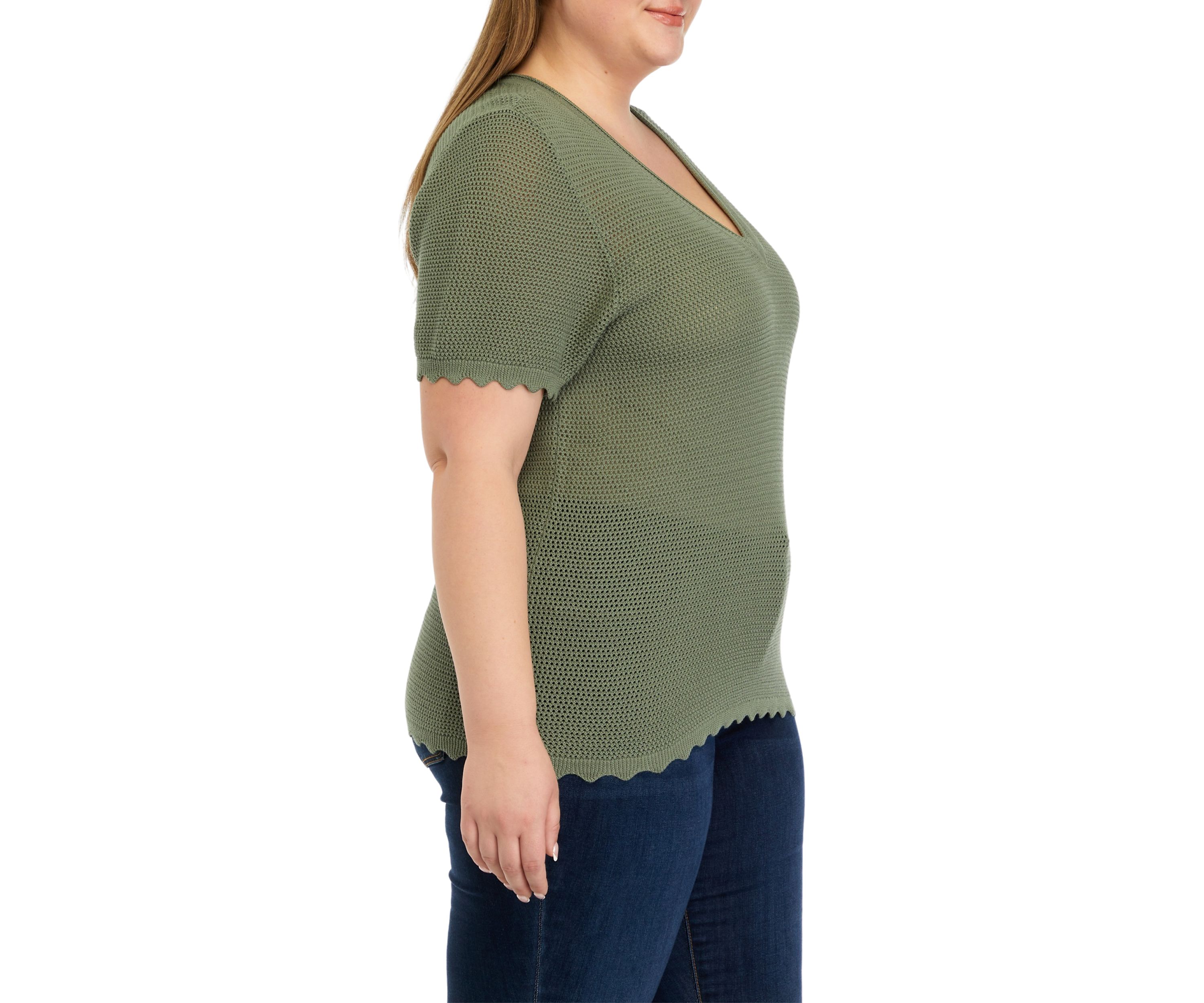 Plus Size Open Stitch Sweater Knit Top