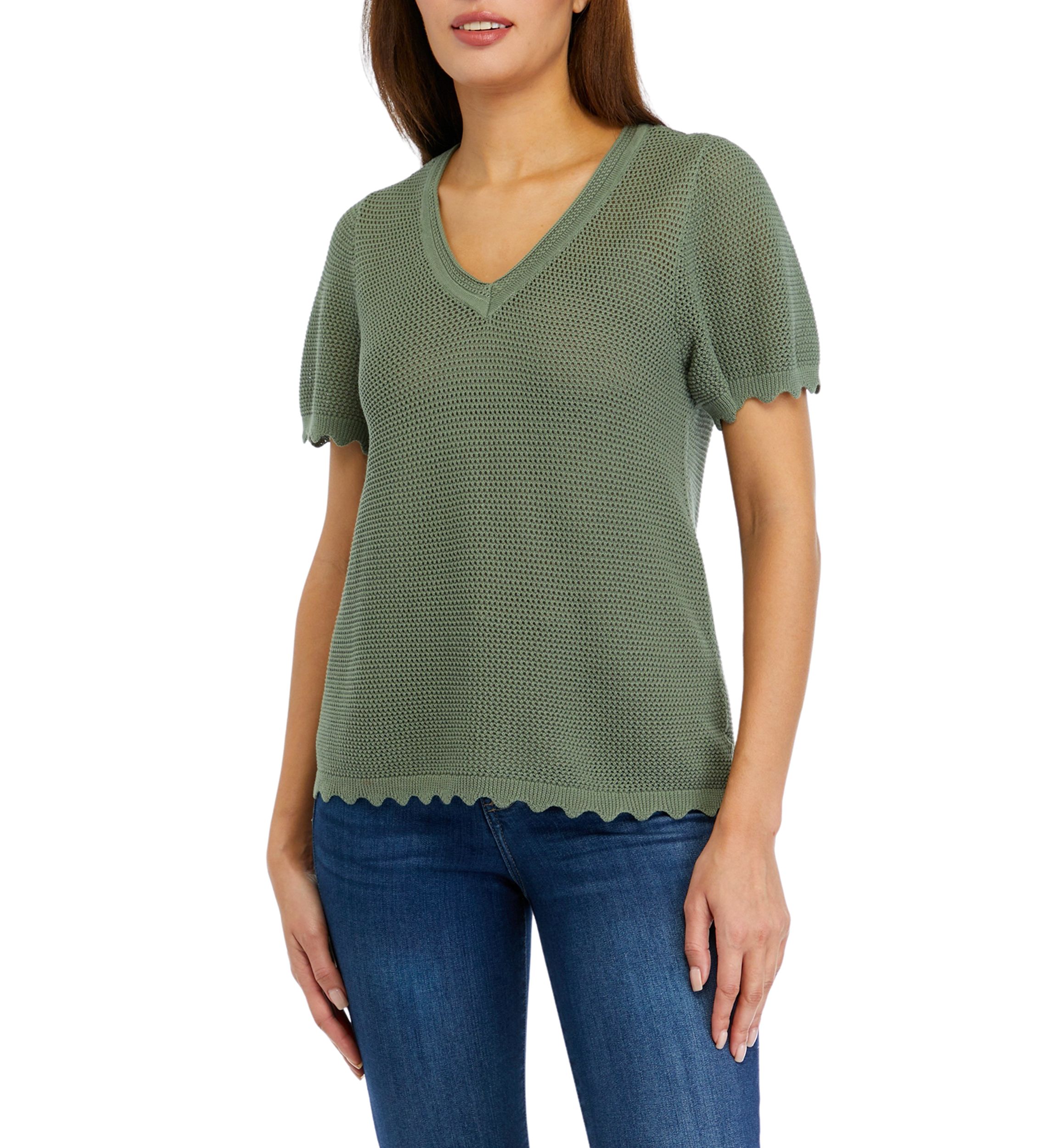 Womens Open Stitch Sweater Knit Top 
