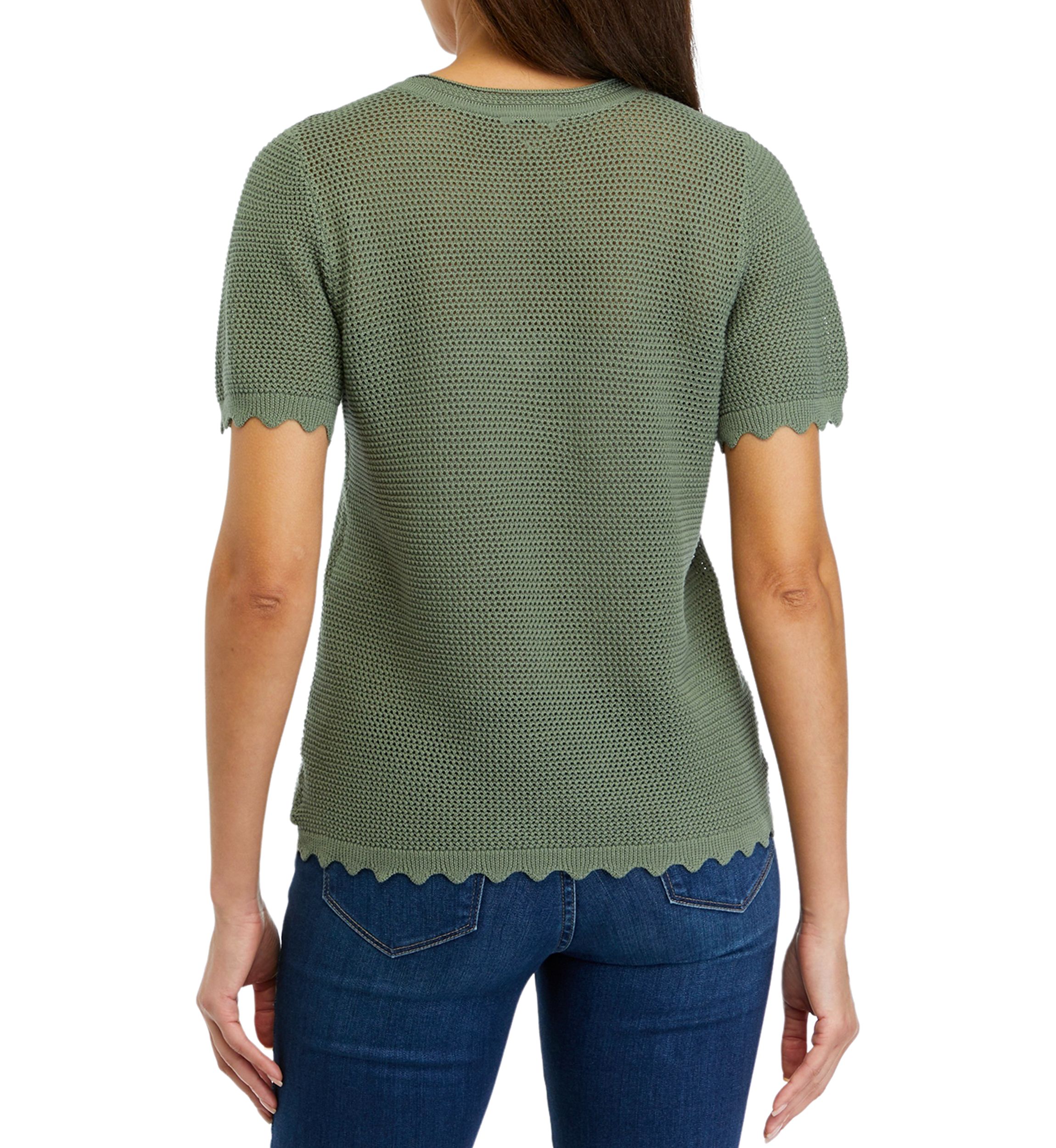 Womens Open Stitch Sweater Knit Top 