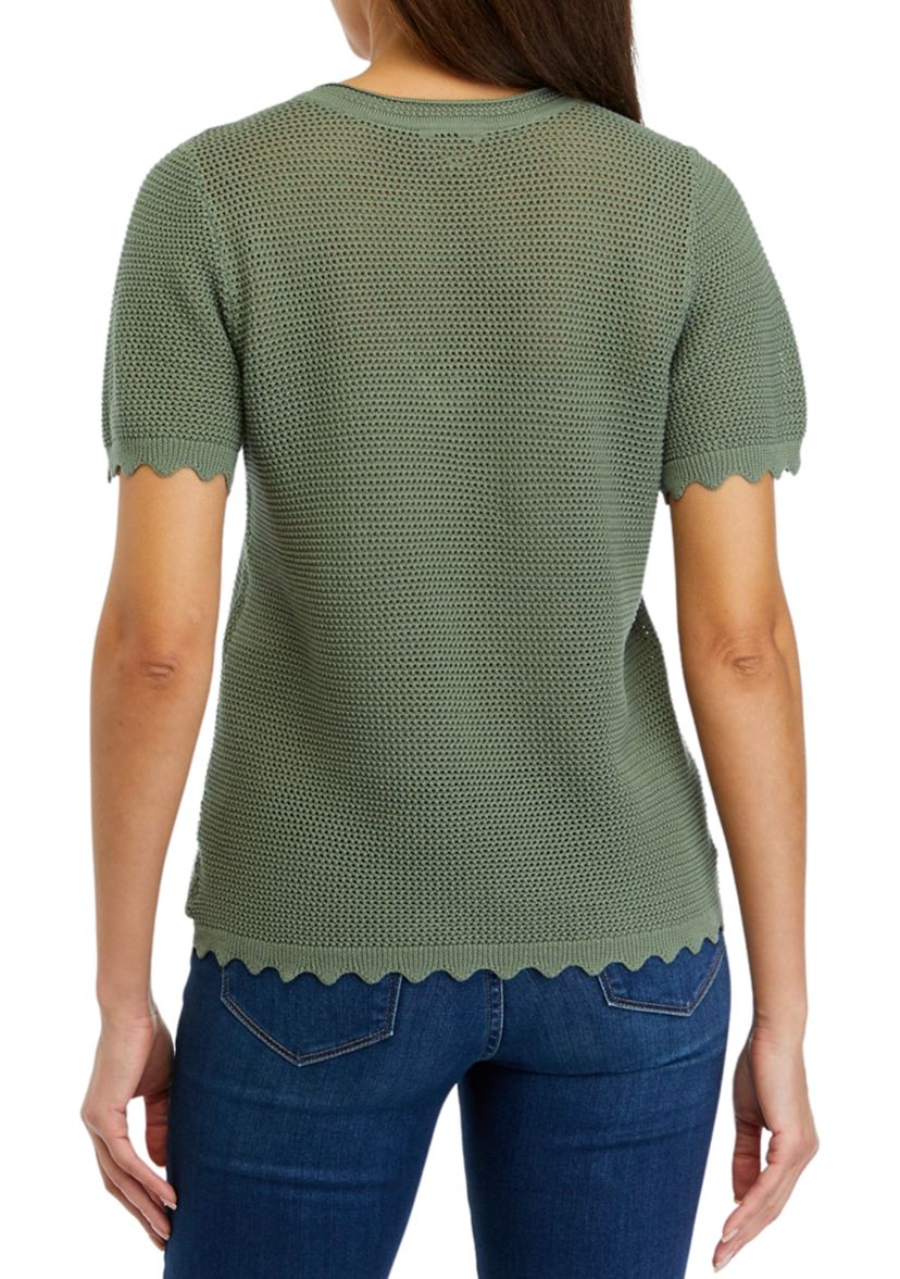 Womens Open Stitch Sweater Knit Top 