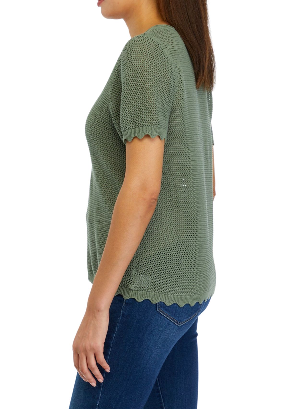Womens Open Stitch Sweater Knit Top 