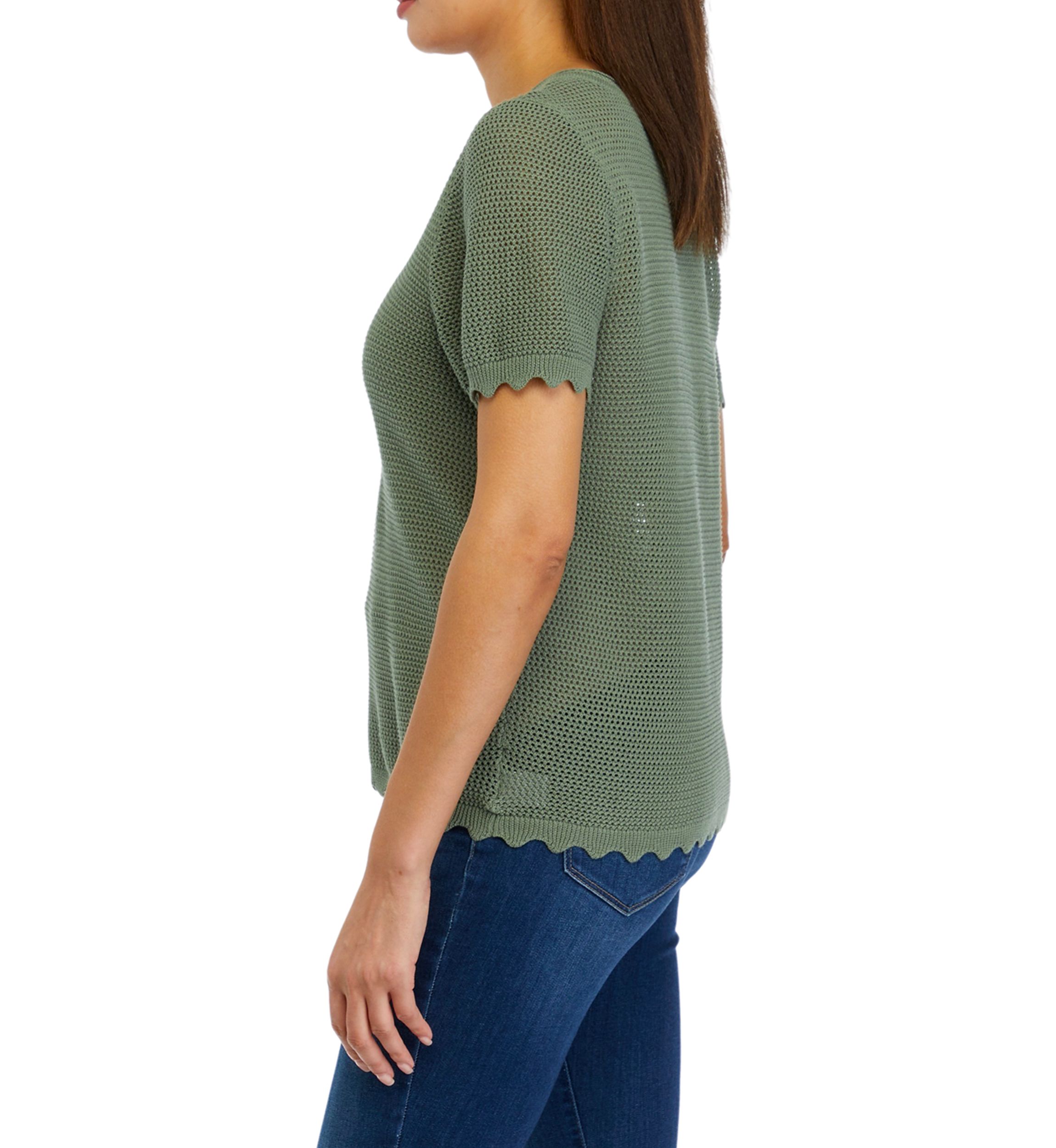Womens Open Stitch Sweater Knit Top 