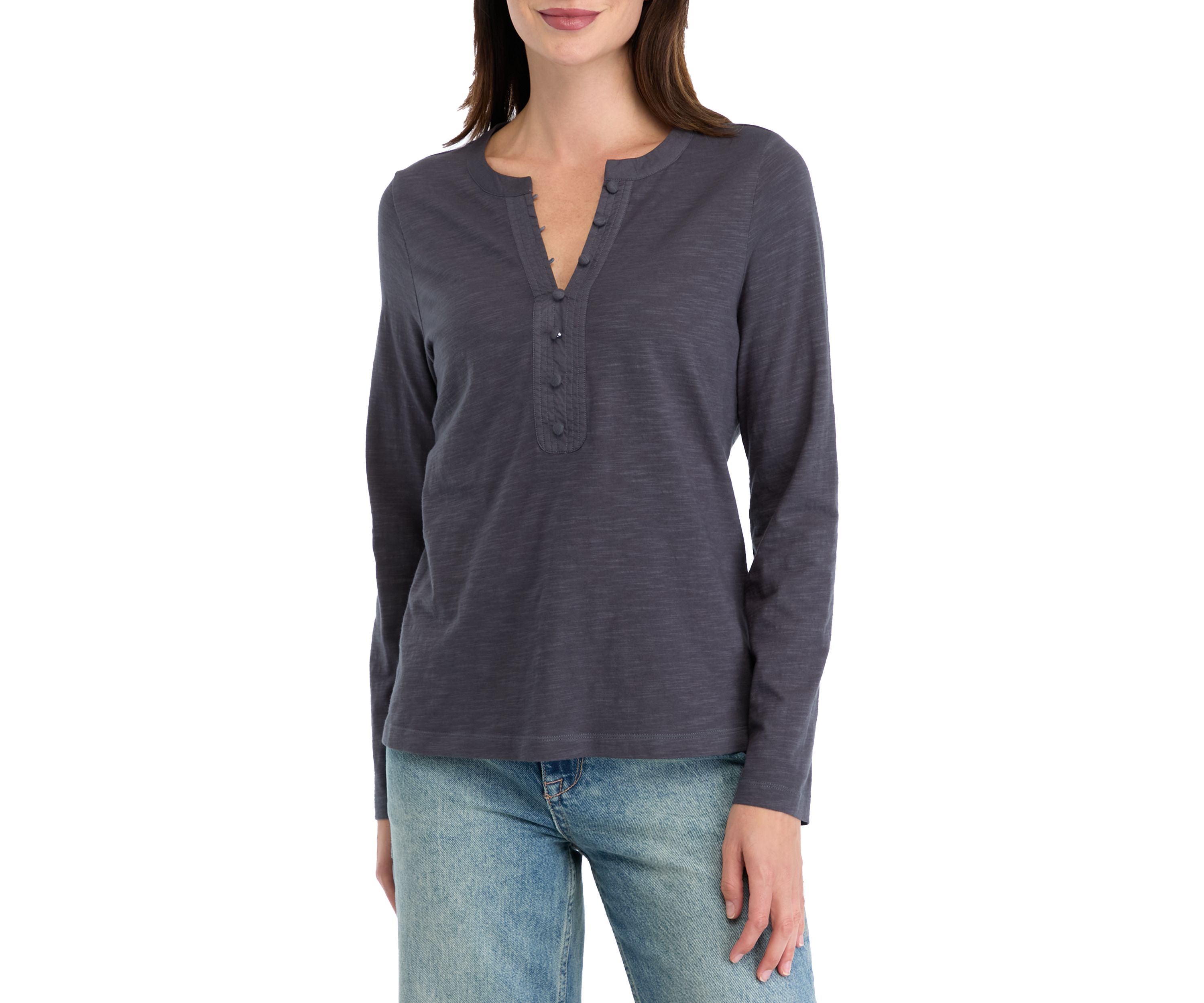Womens Mixed Media Henley Shirt