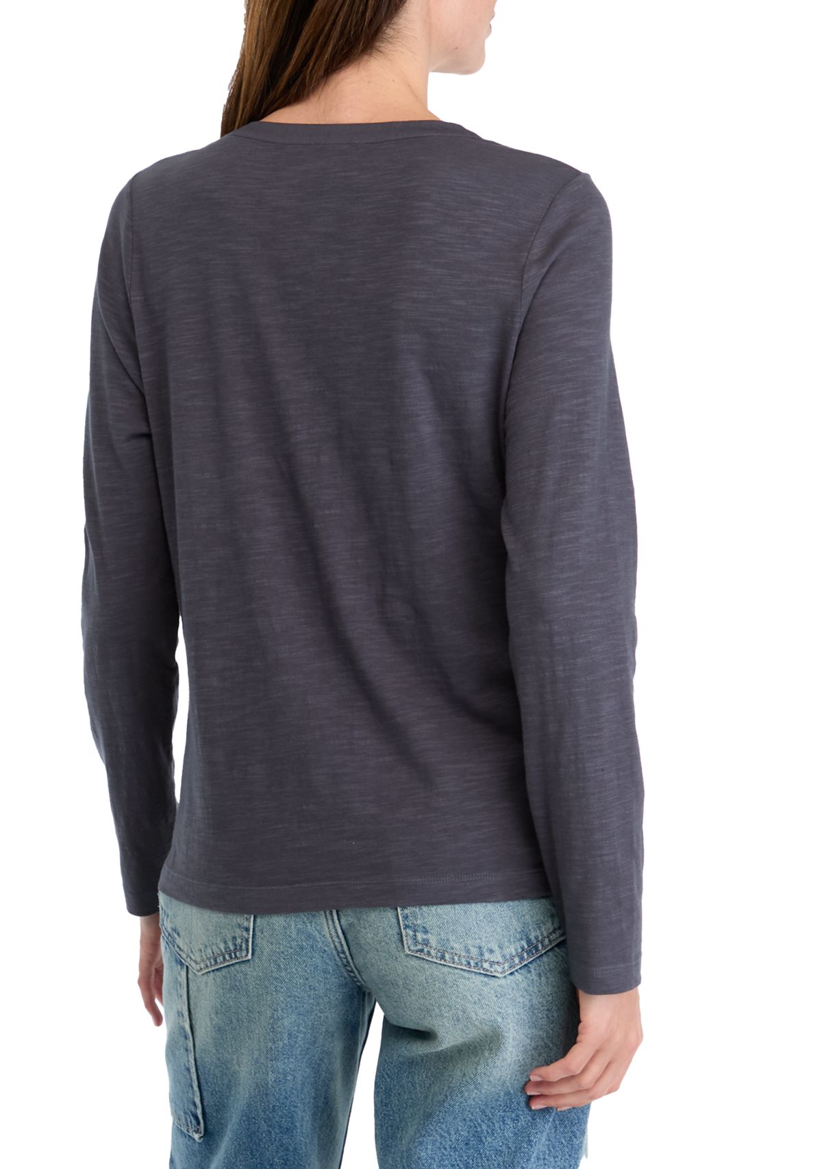 Womens Mixed Media Henley Shirt