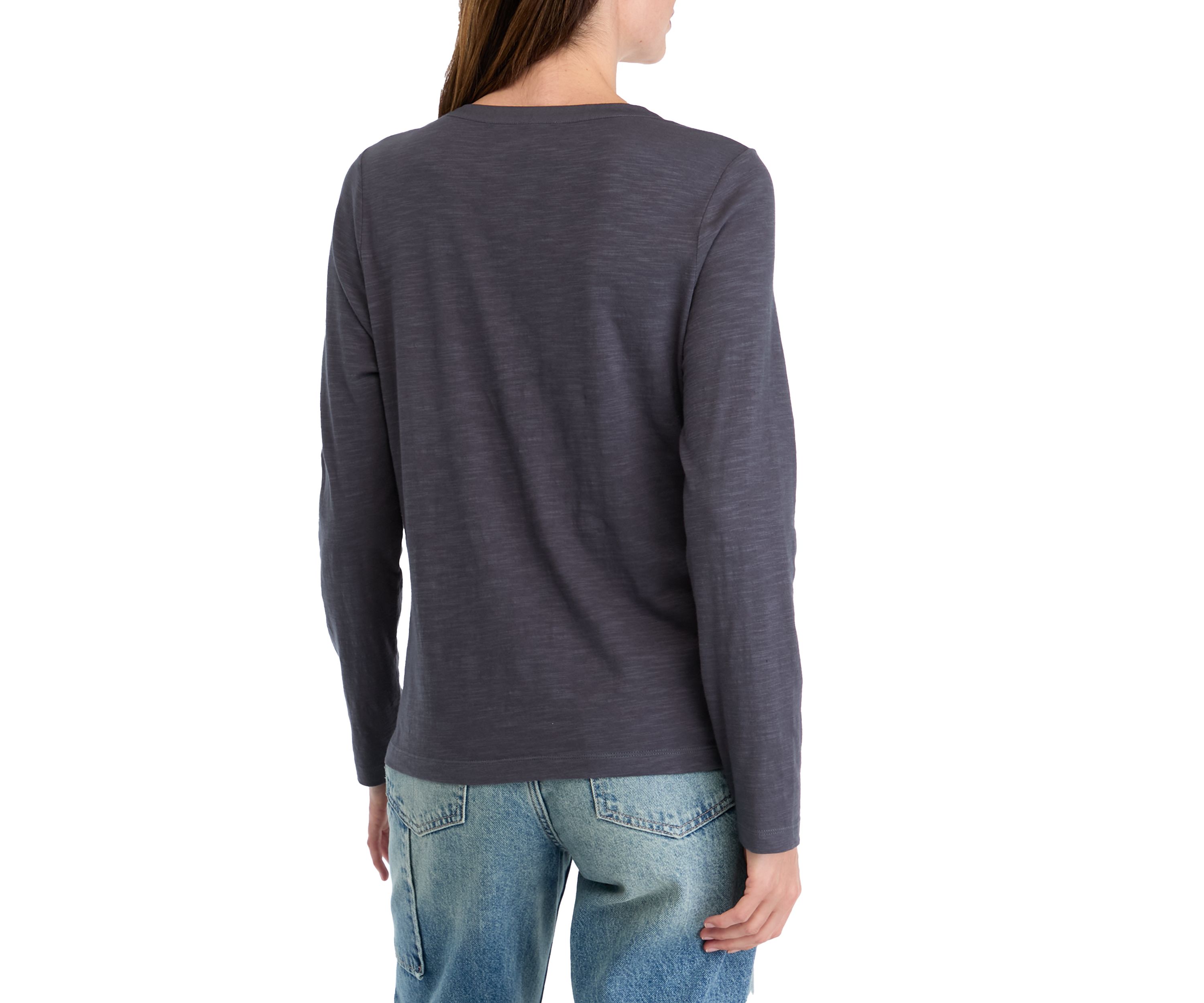 Womens Mixed Media Henley Shirt